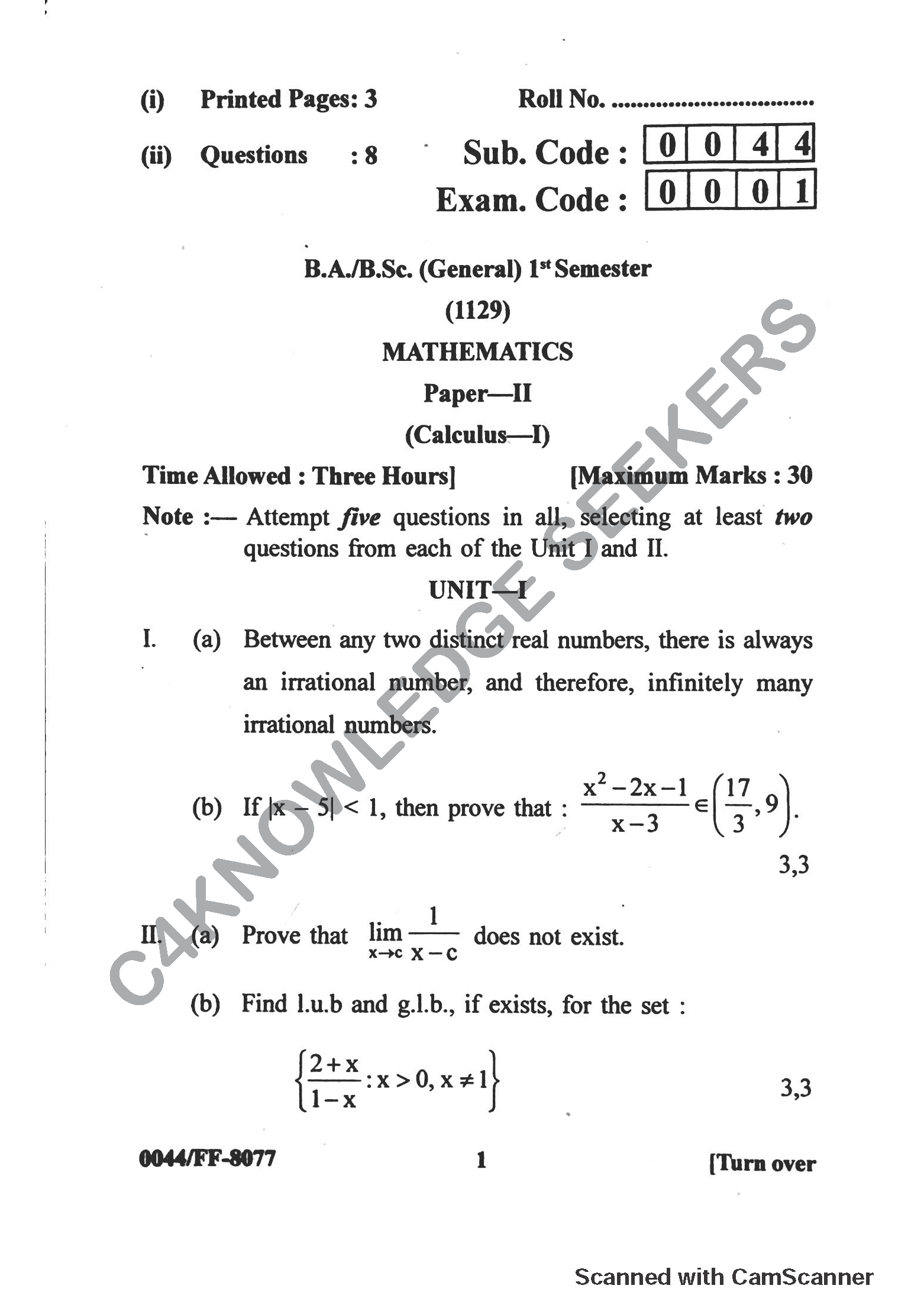 Question Paper 2019