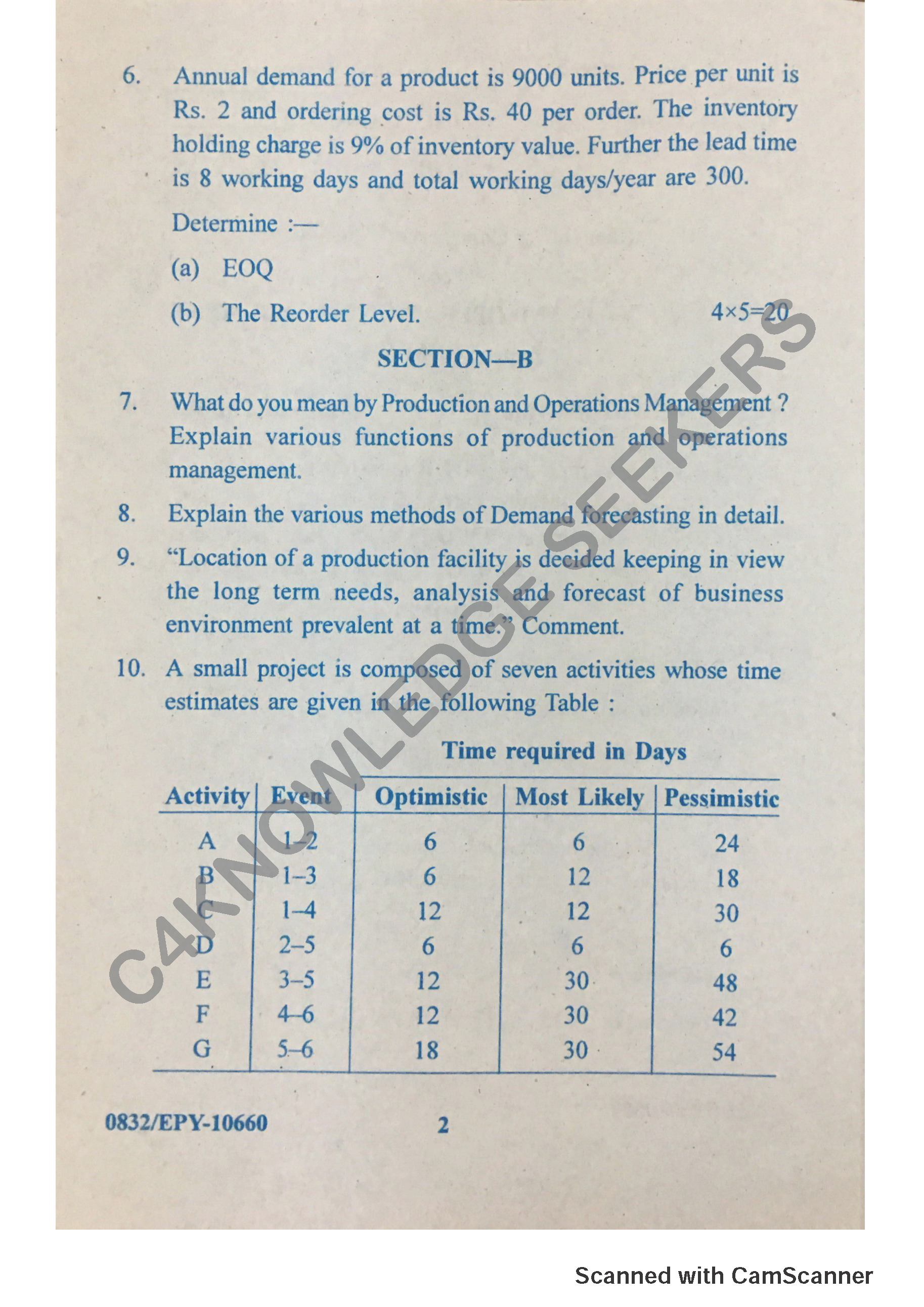 Question Paper 2018