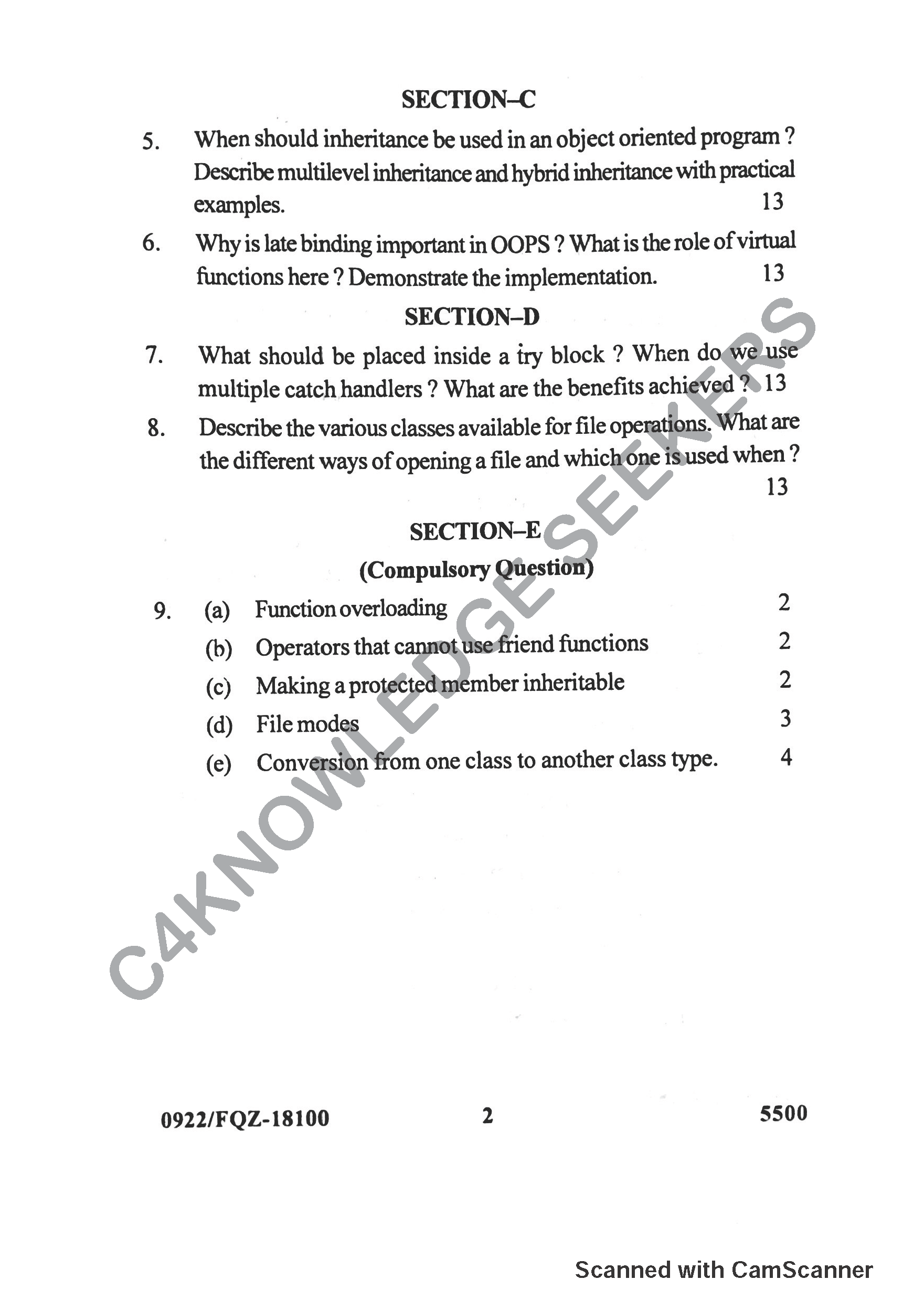 Question Paper 2019
