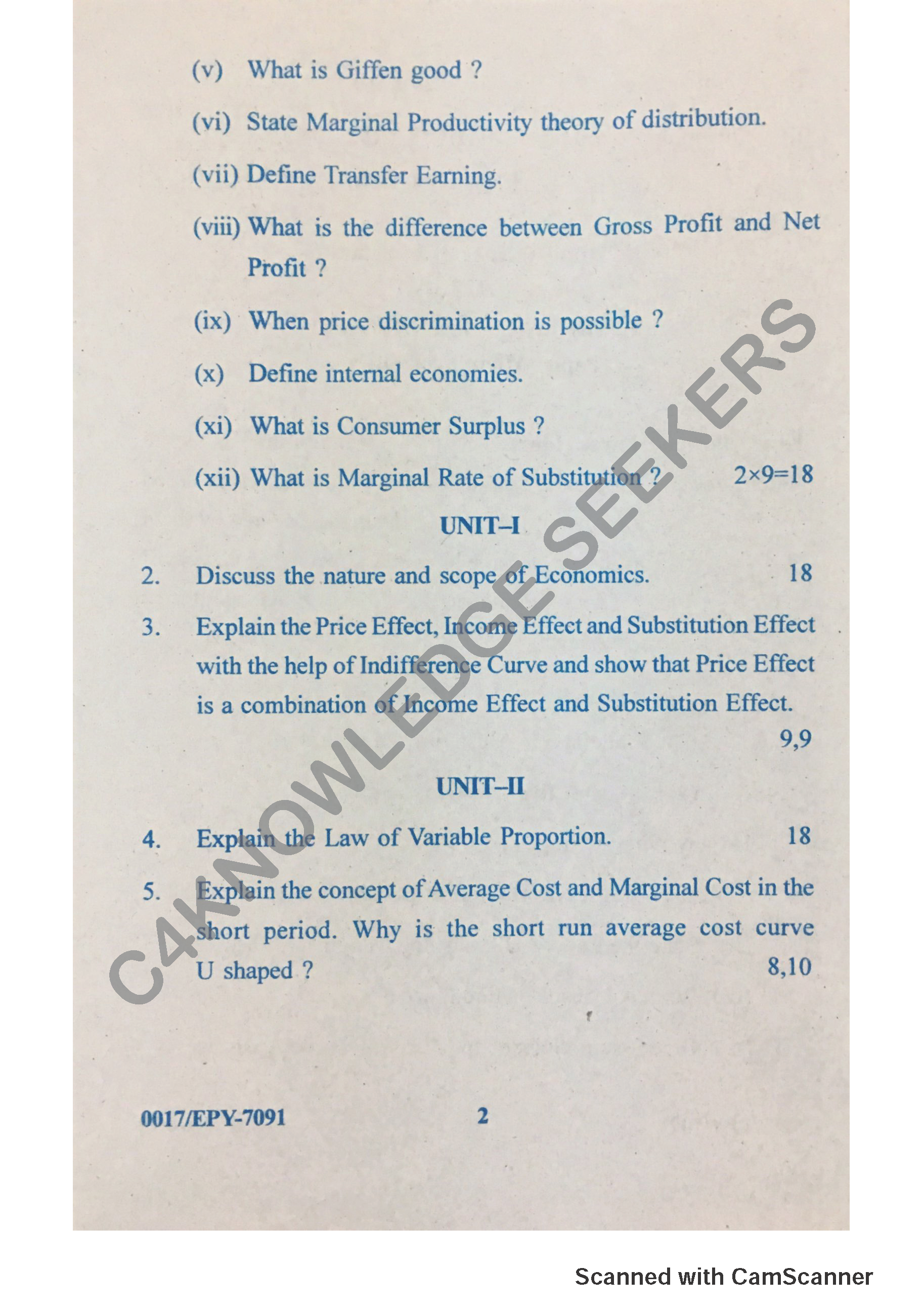 Question Paper 2018