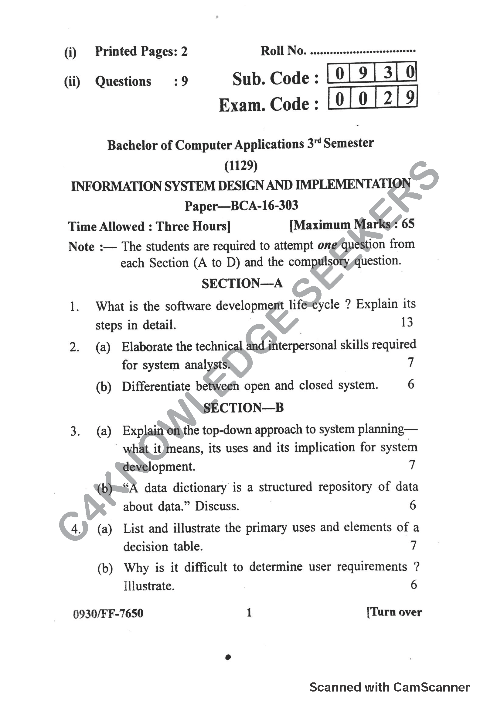 Question Paper 2019