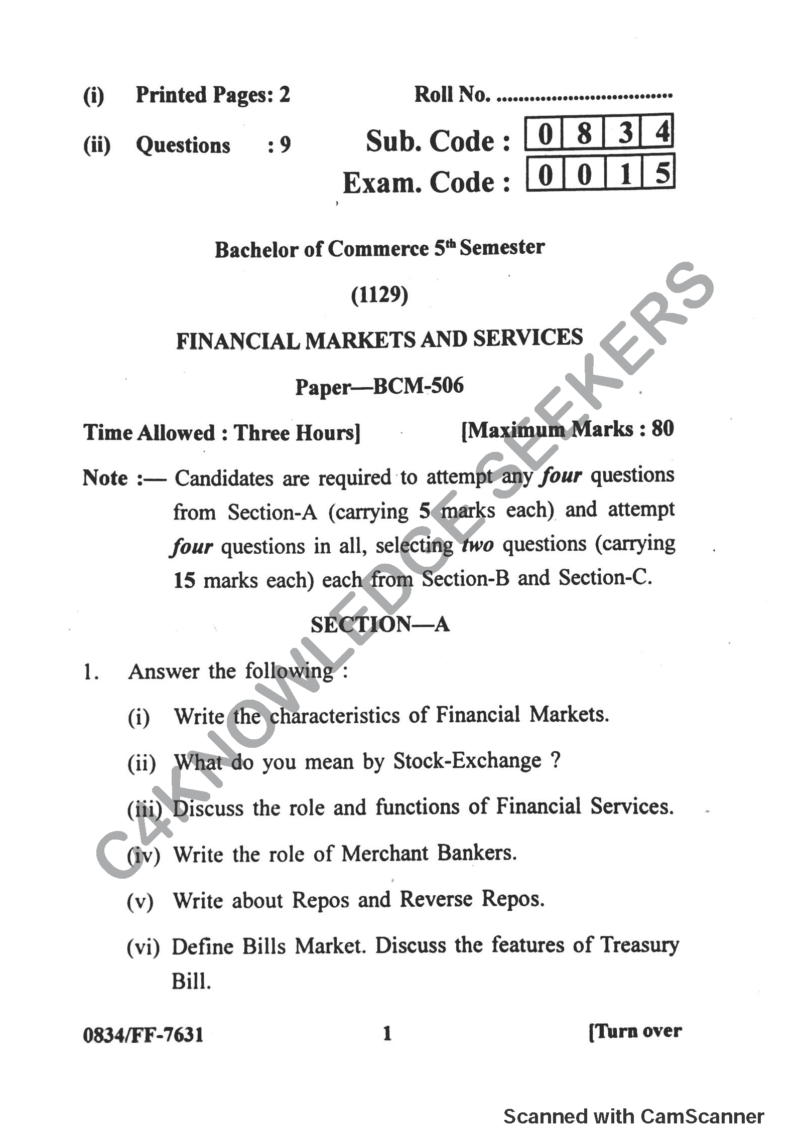 Question Paper 2019