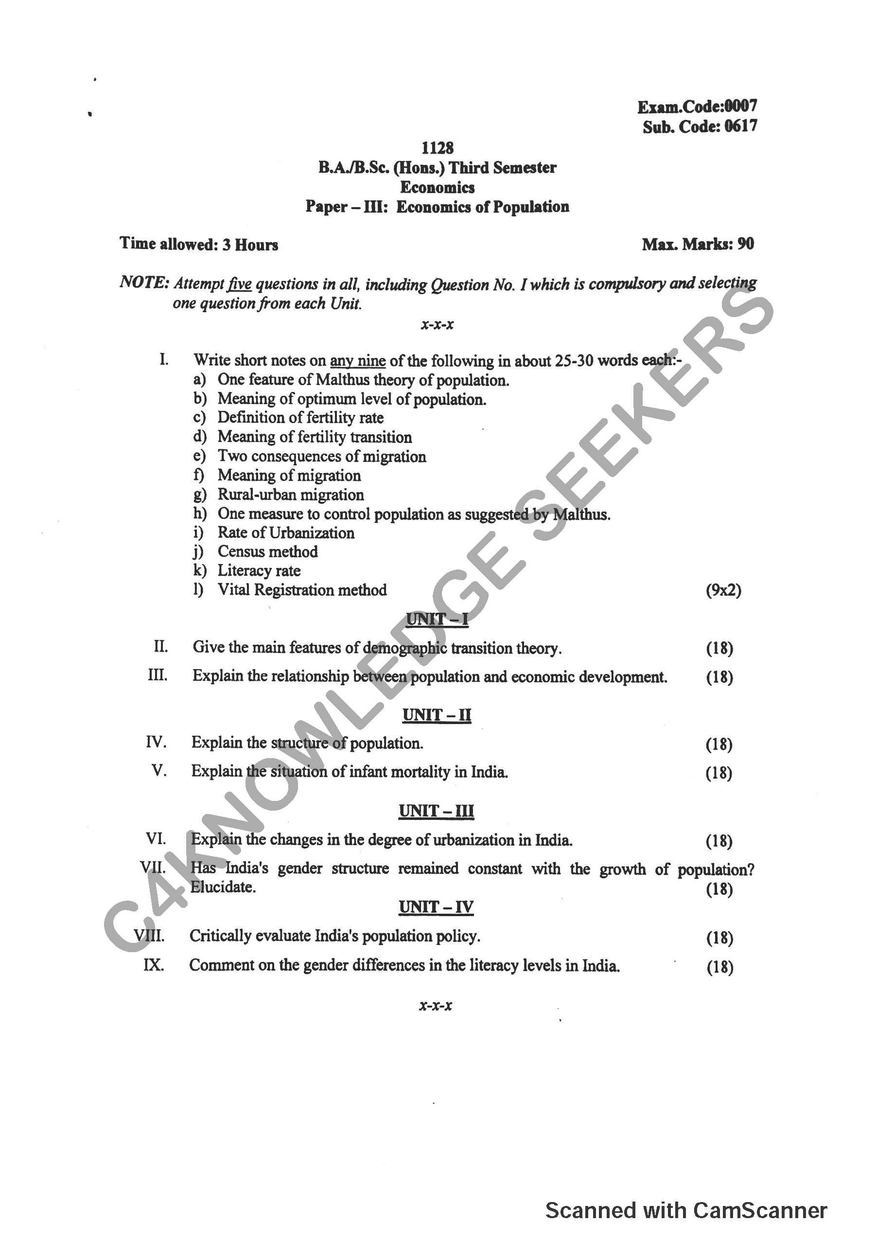 Question Paper 2018