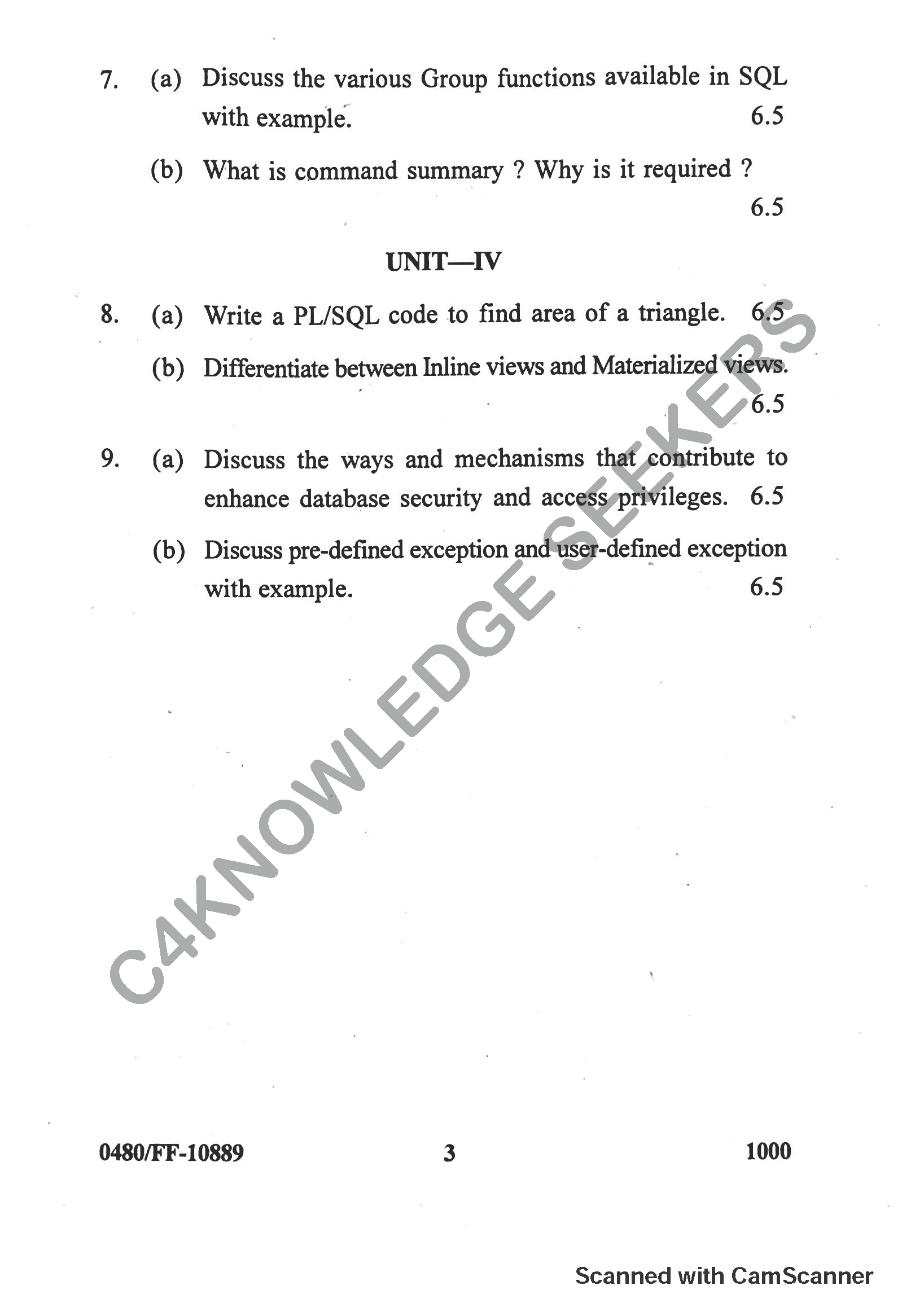 Question Paper 2019