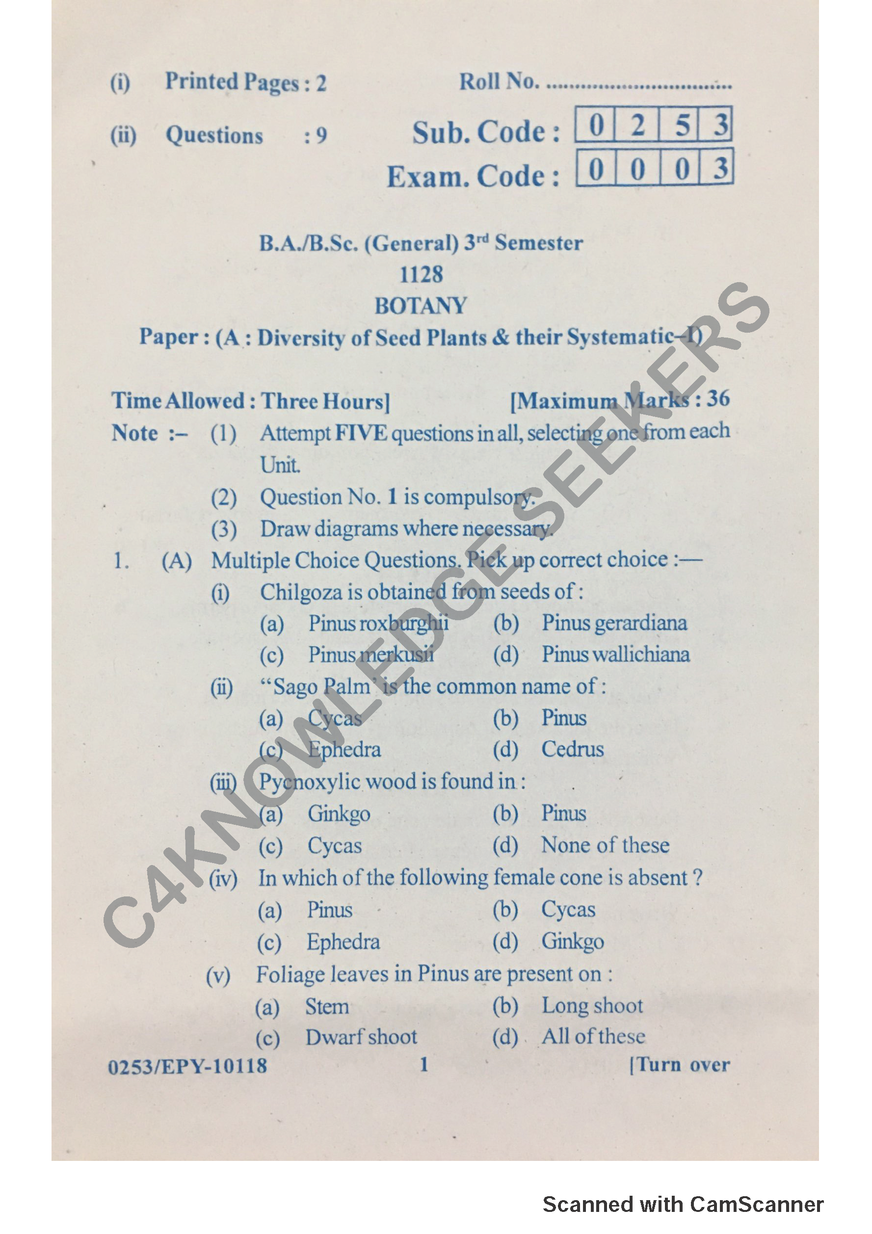 Question Paper 2018