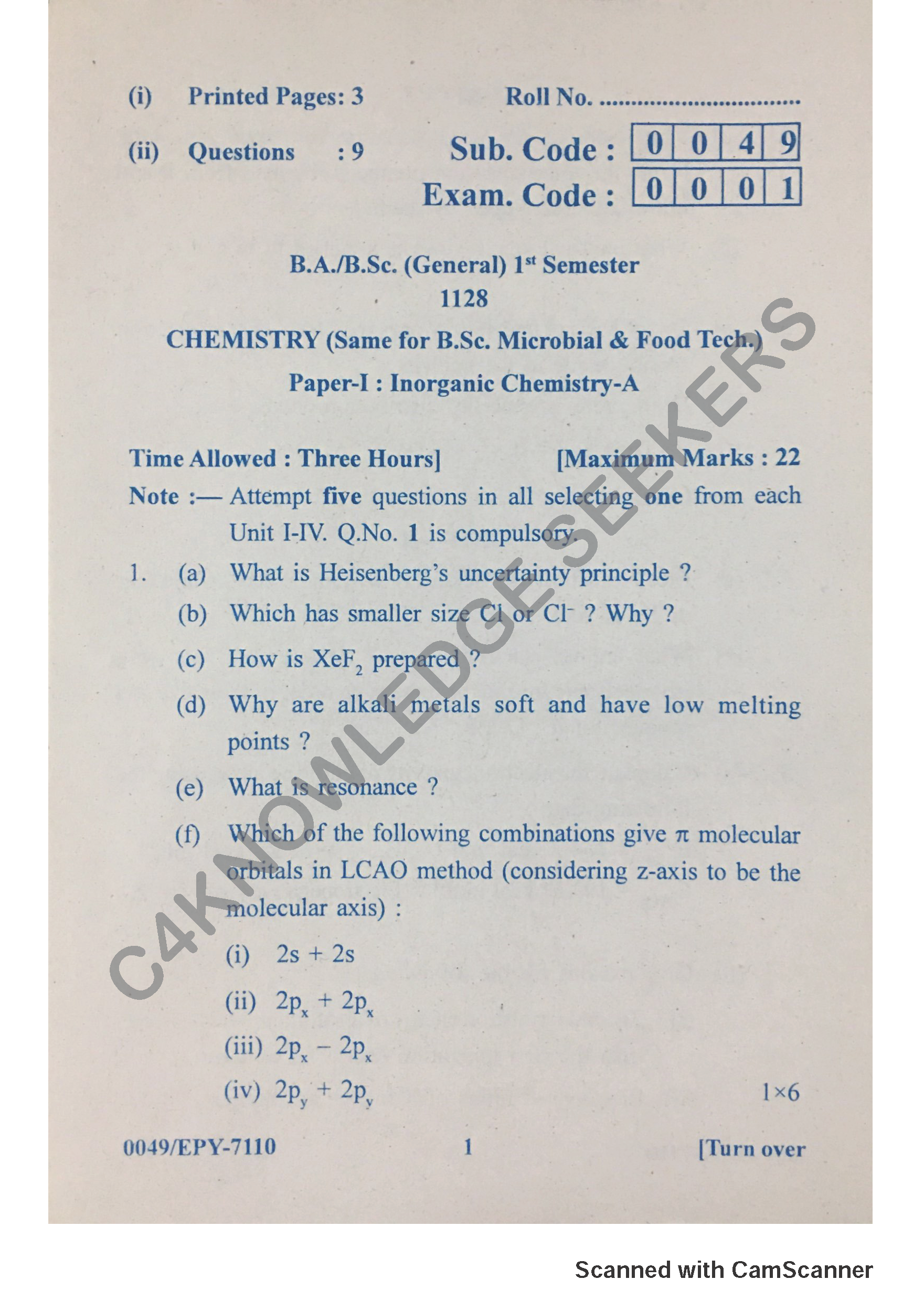 Question Paper 2018