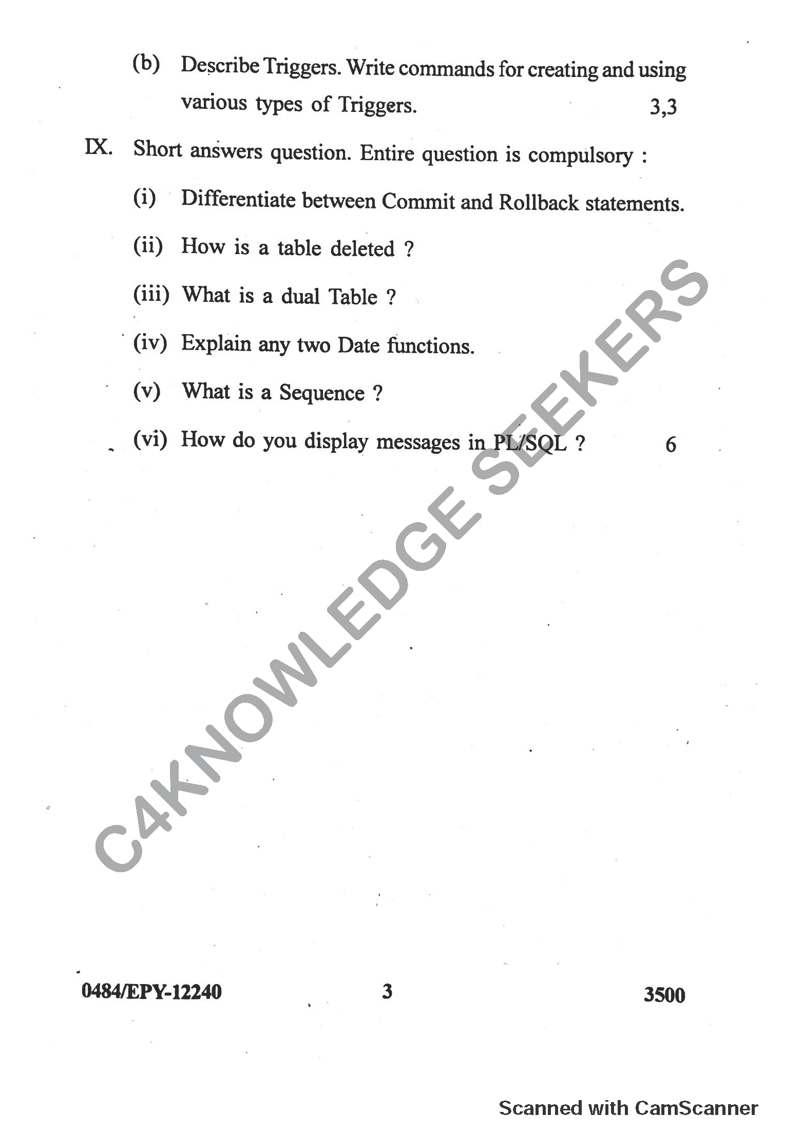 Question Paper 2018