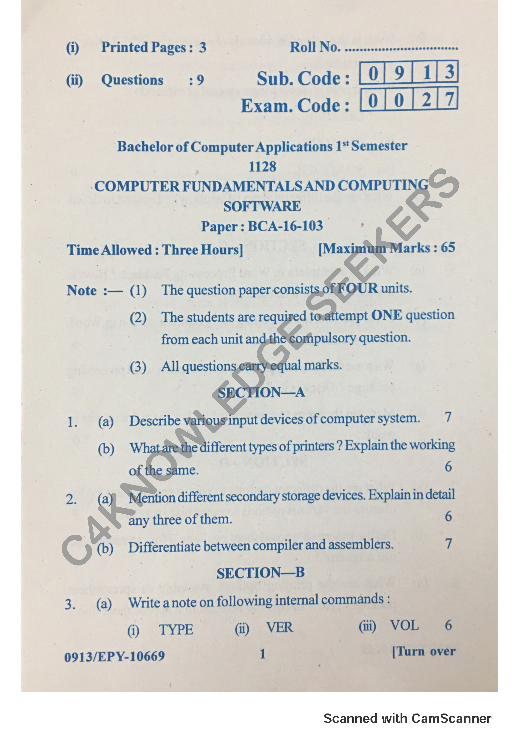 Question Paper 2018