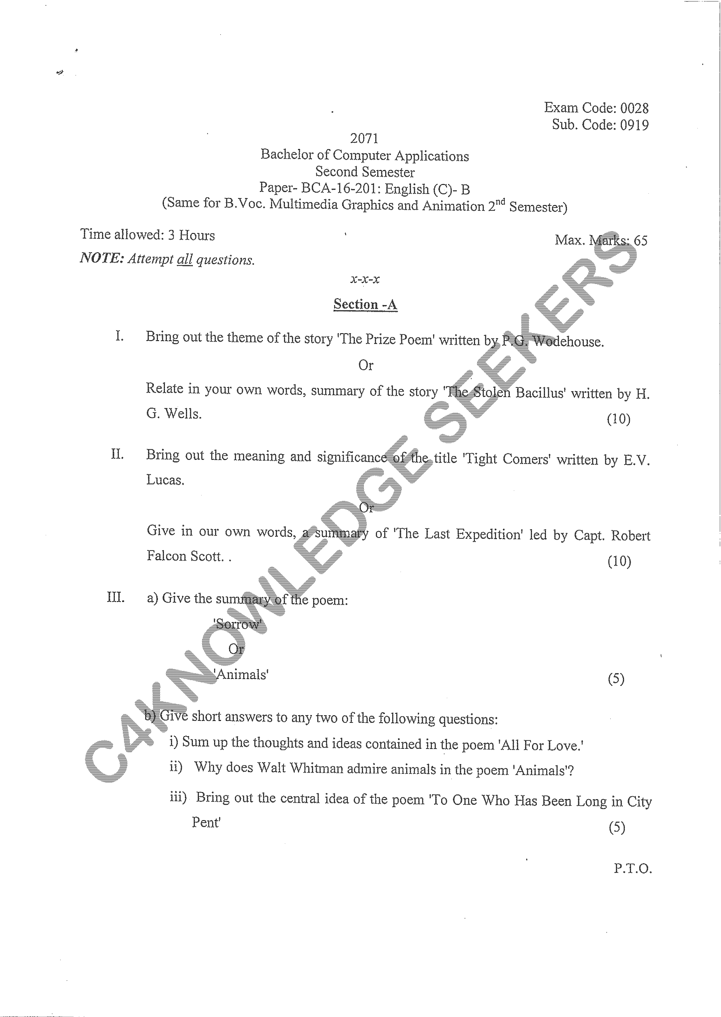 Question Paper 2021