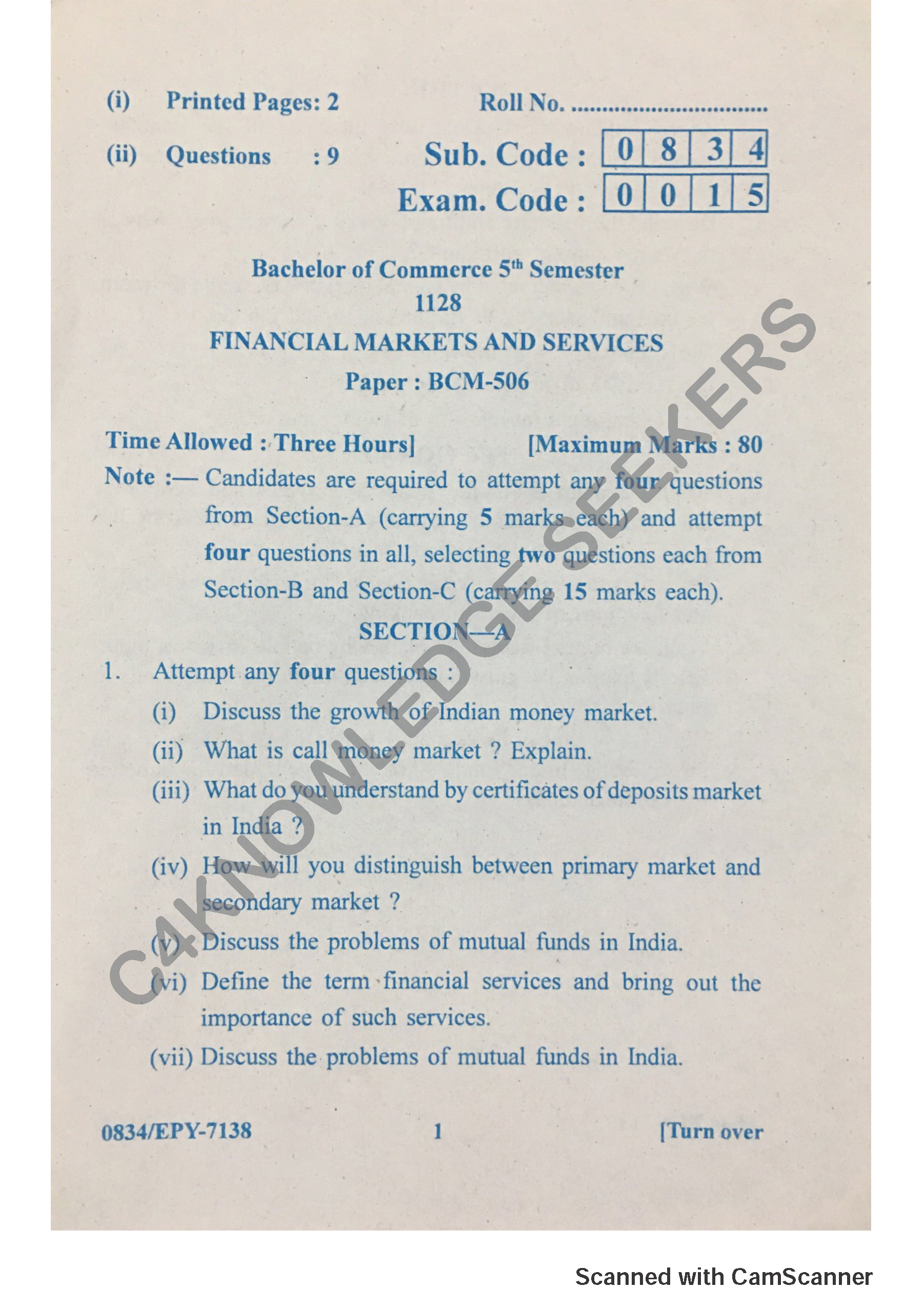 Question Paper 2018
