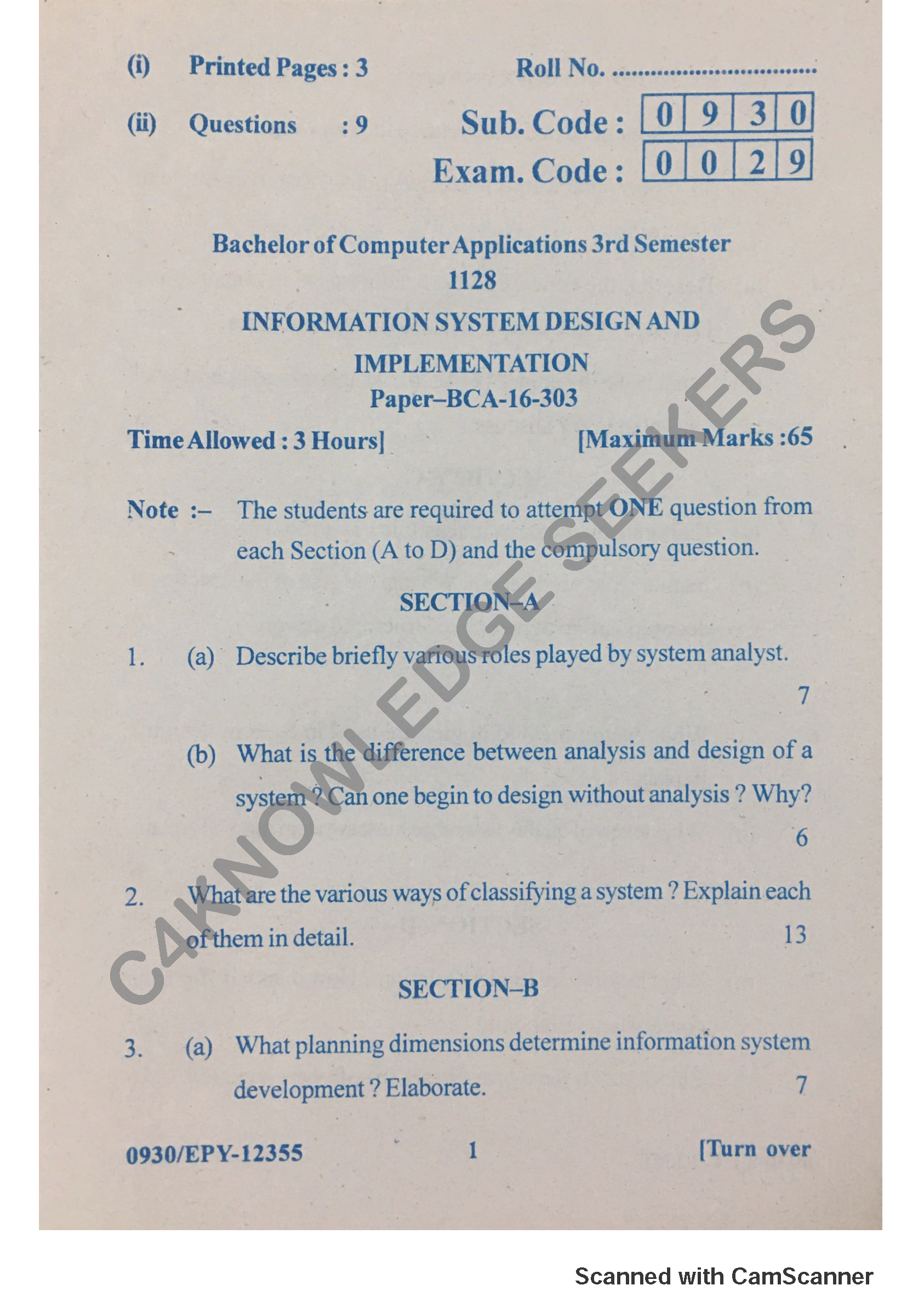 Question Paper 2018