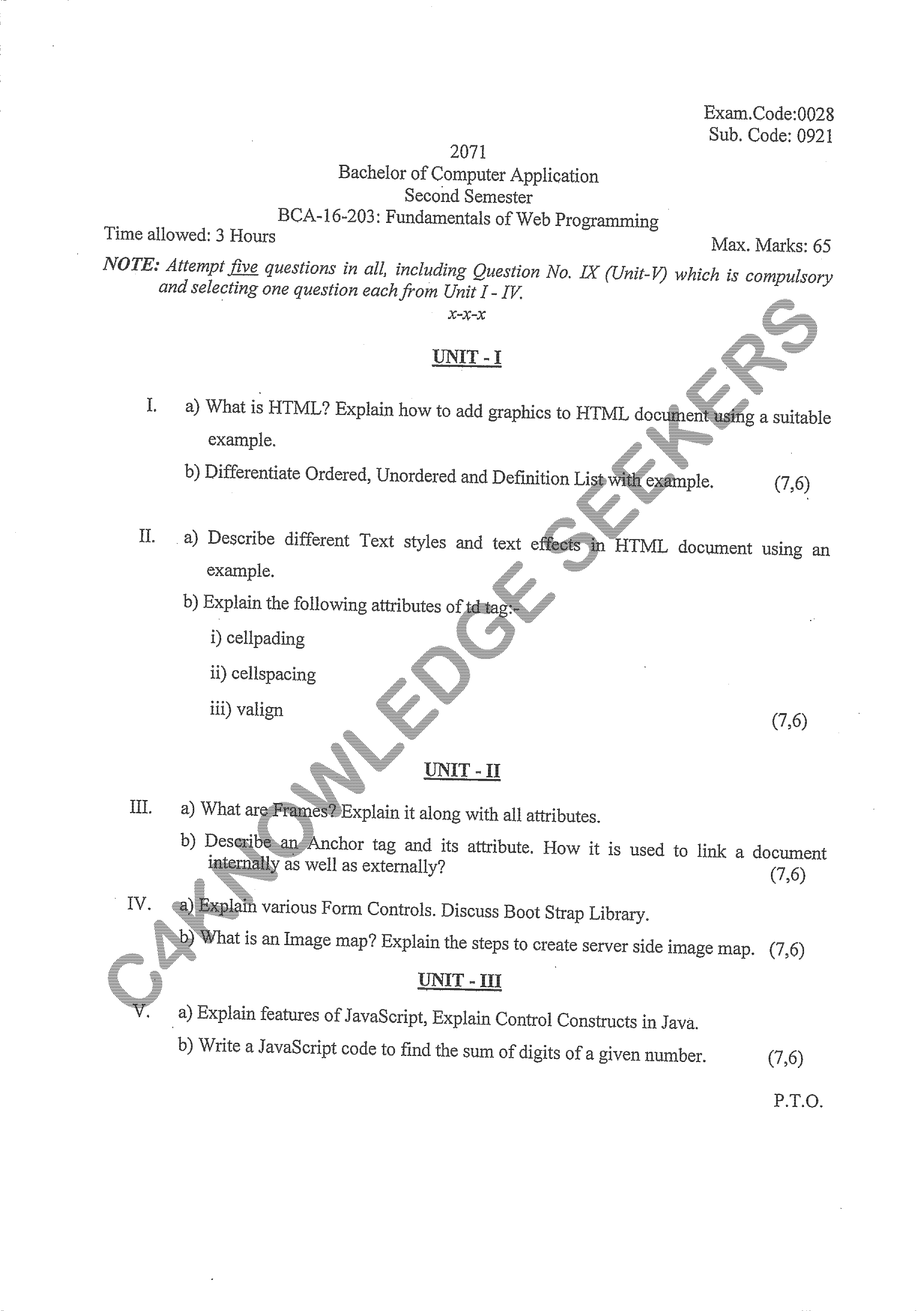 Question Paper 2021