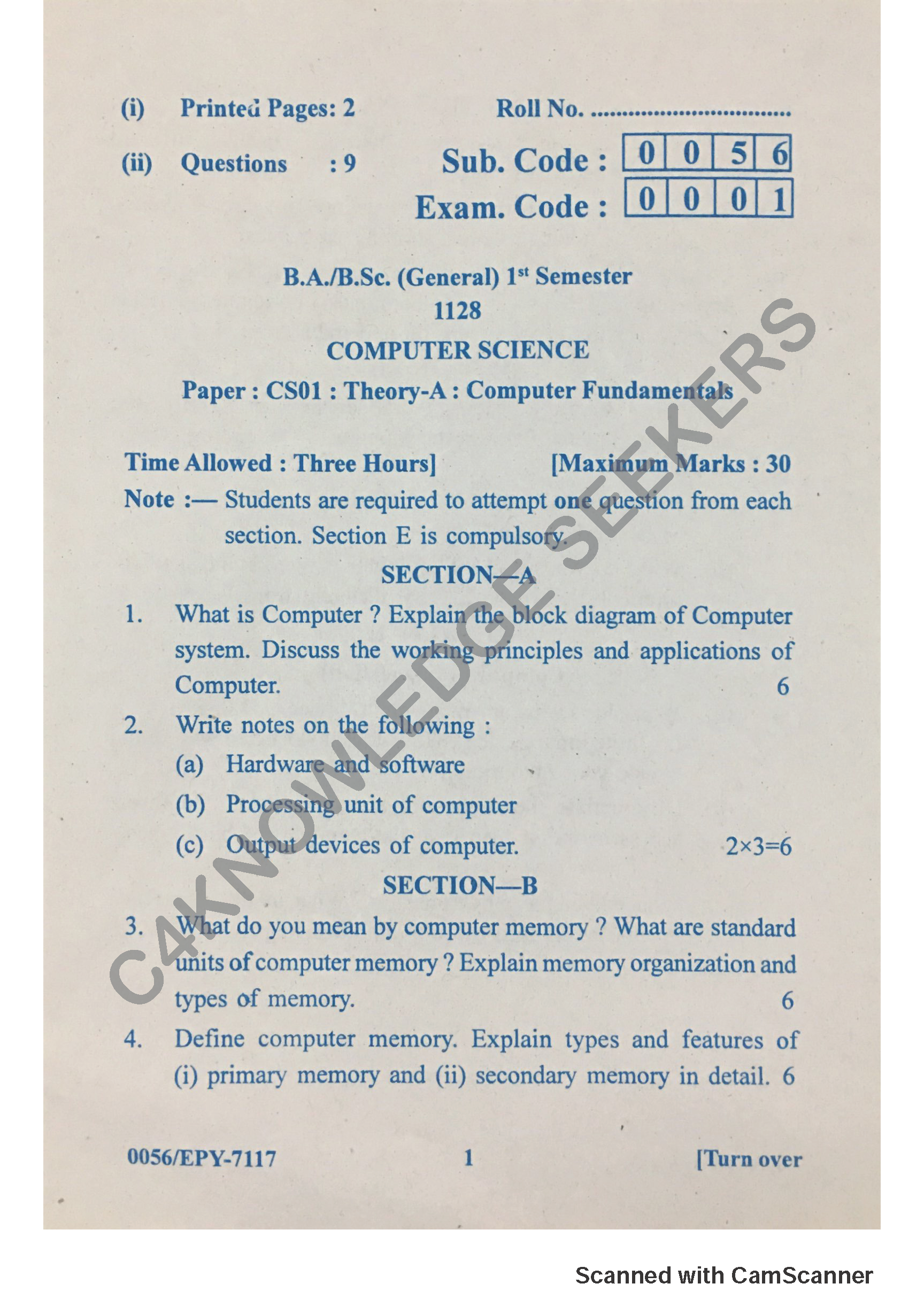 Question Paper 2018