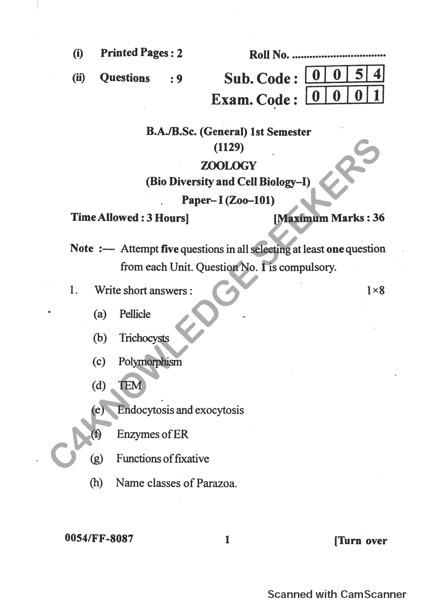 Question Paper 2019