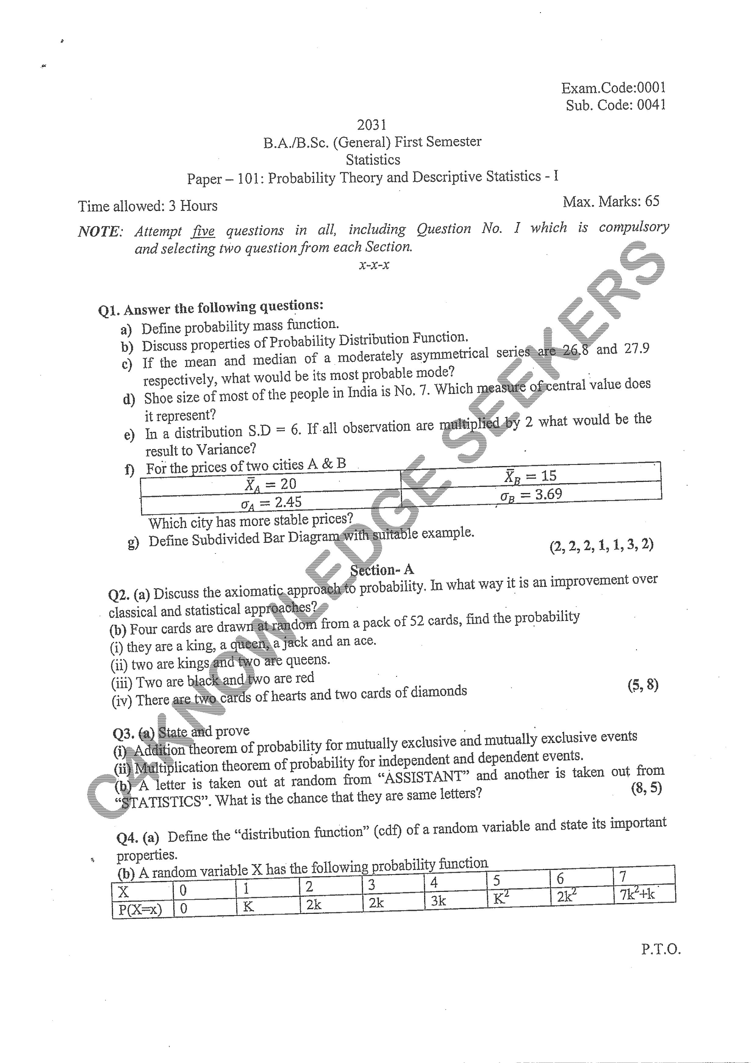 Question Paper 2020