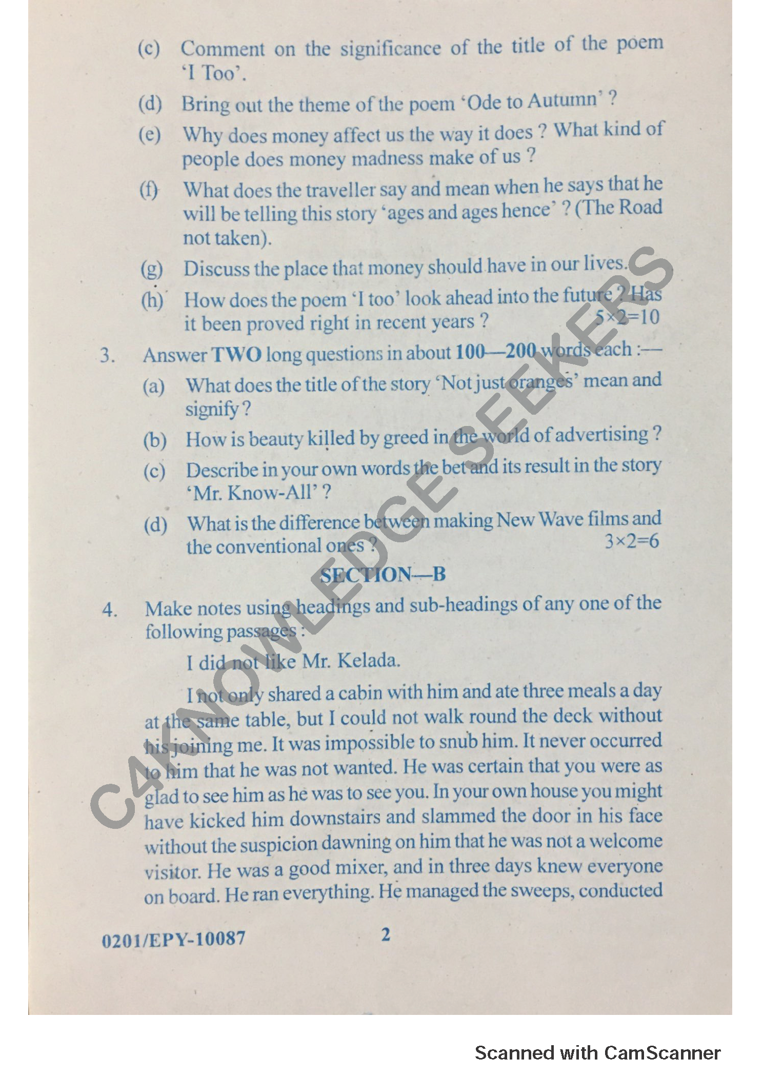 Question Paper 2018