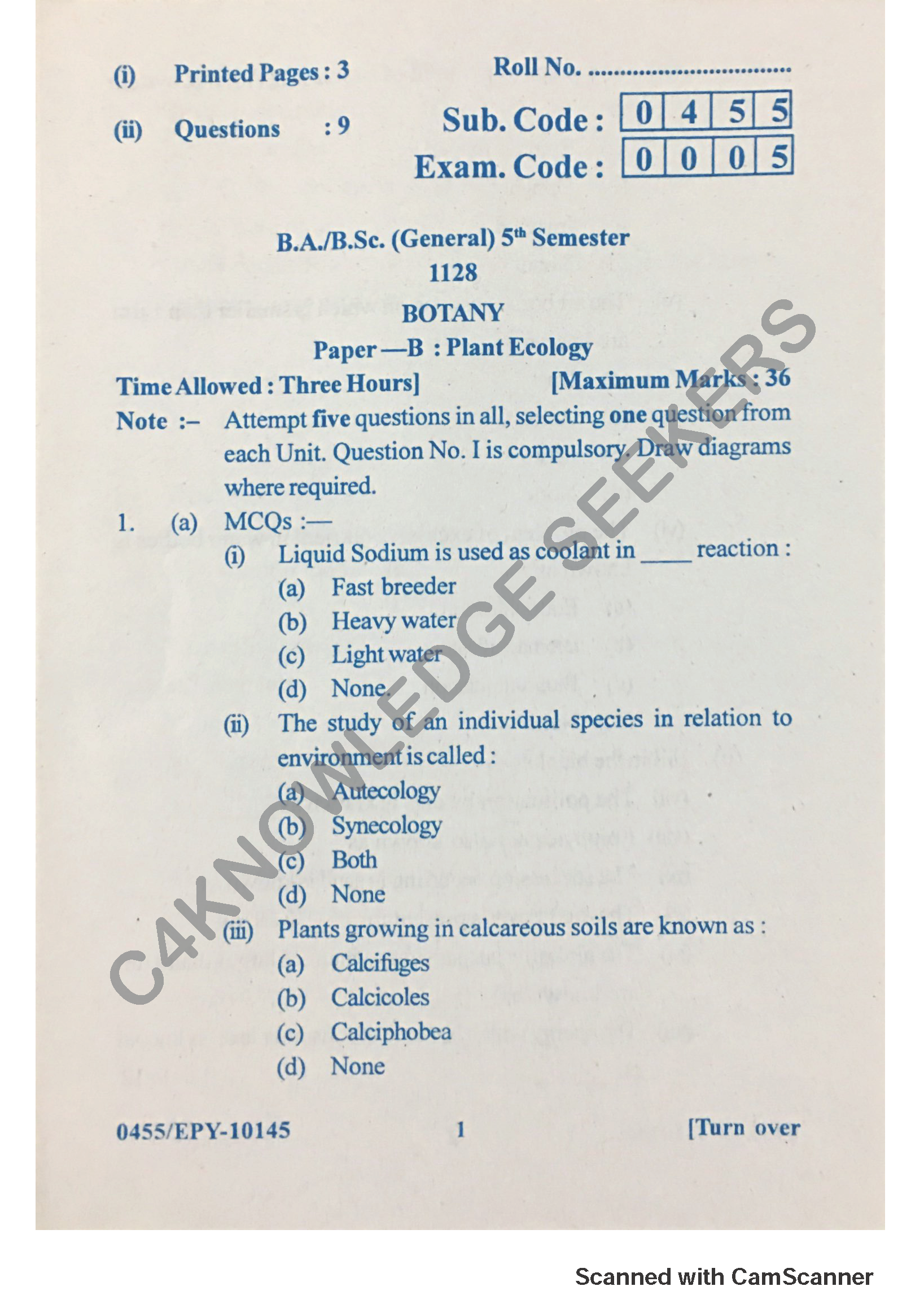 Question Paper 2018