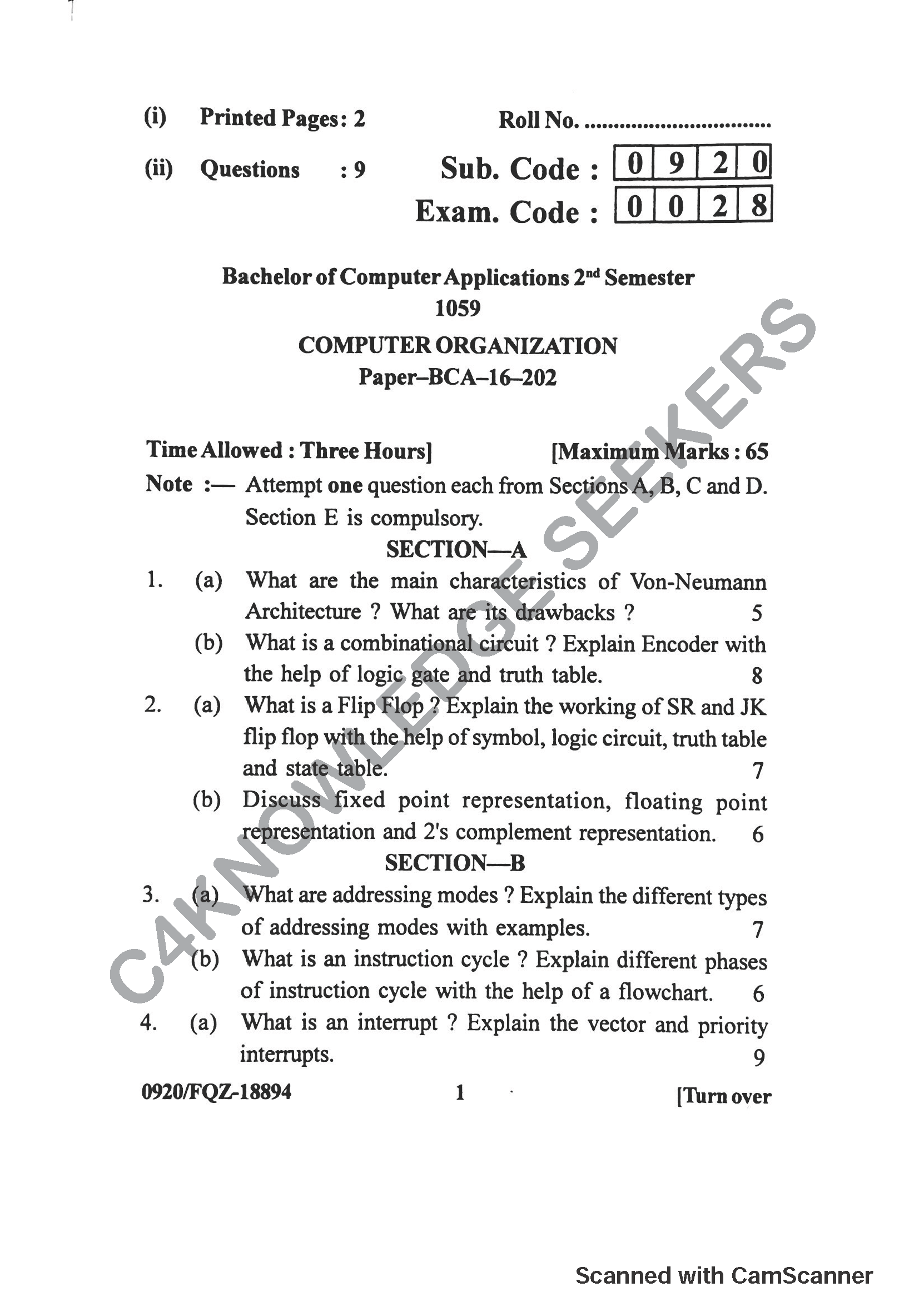 Question Paper 2019