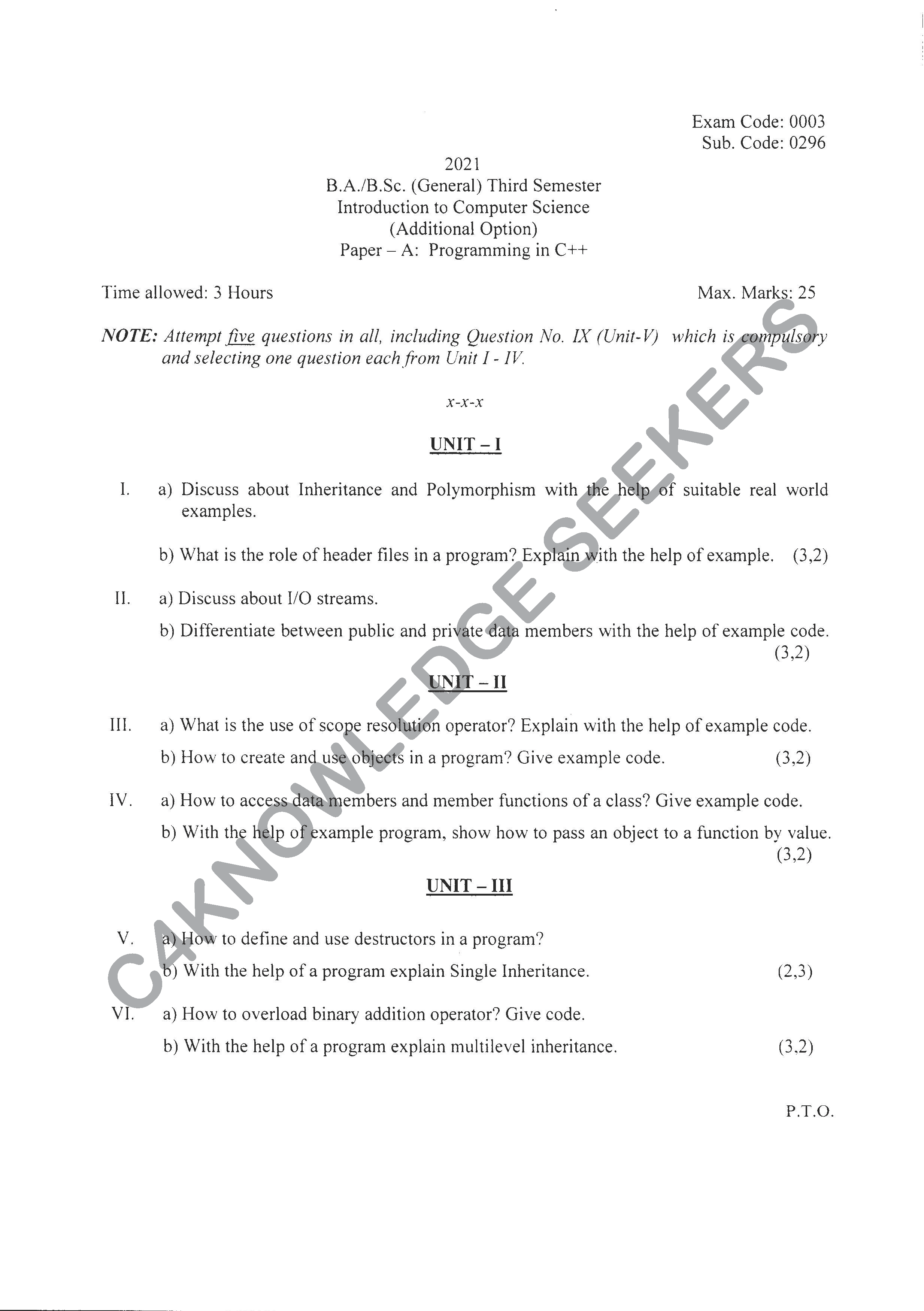 Question Paper 2020
