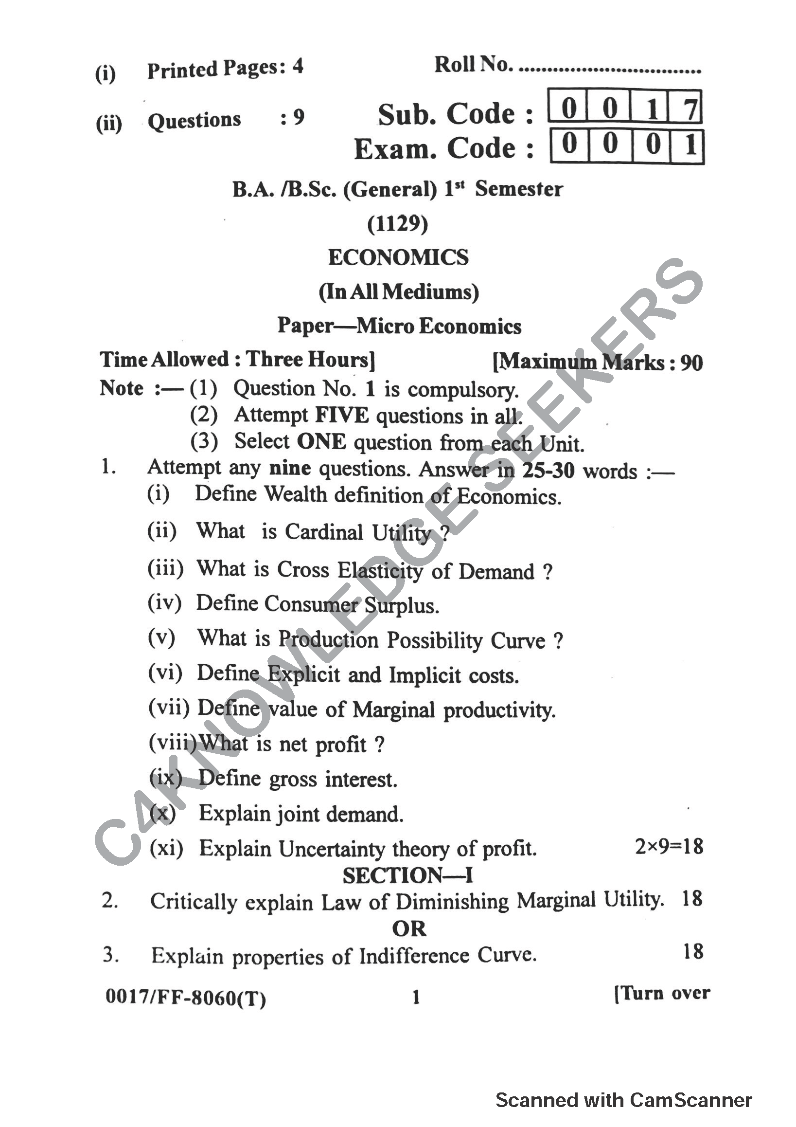 Question Paper 2019