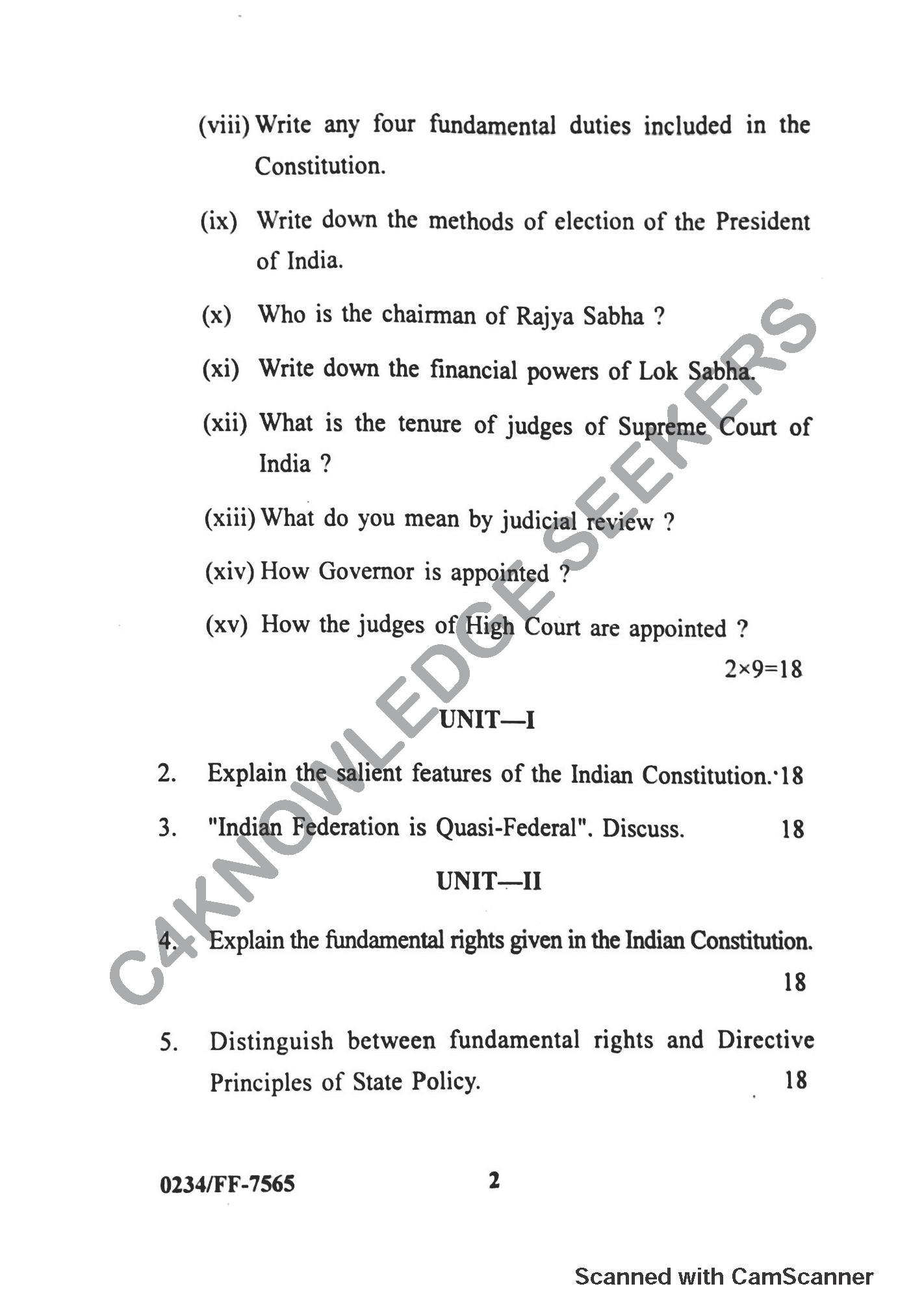 Question Paper 2019