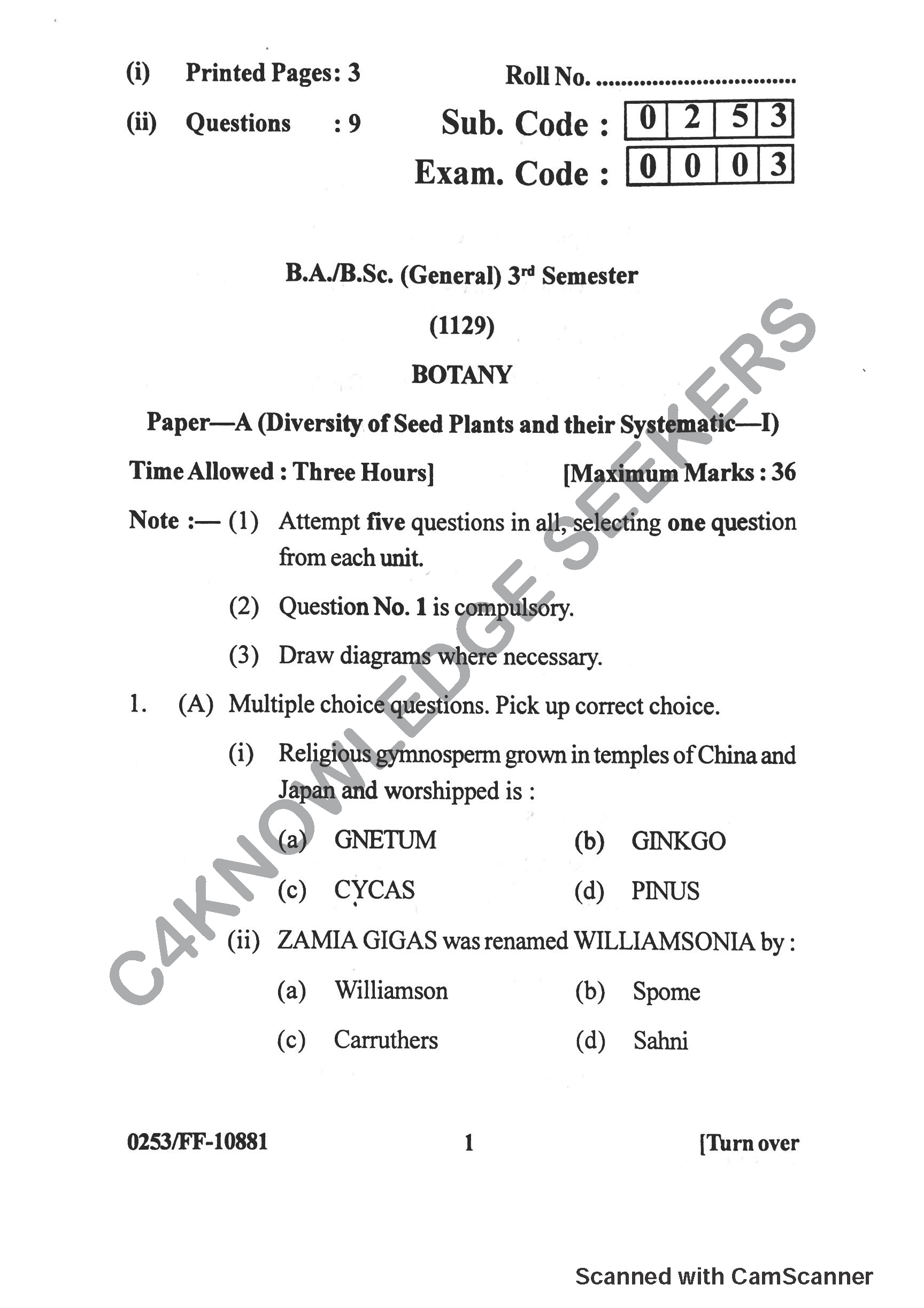 Question Paper 2019