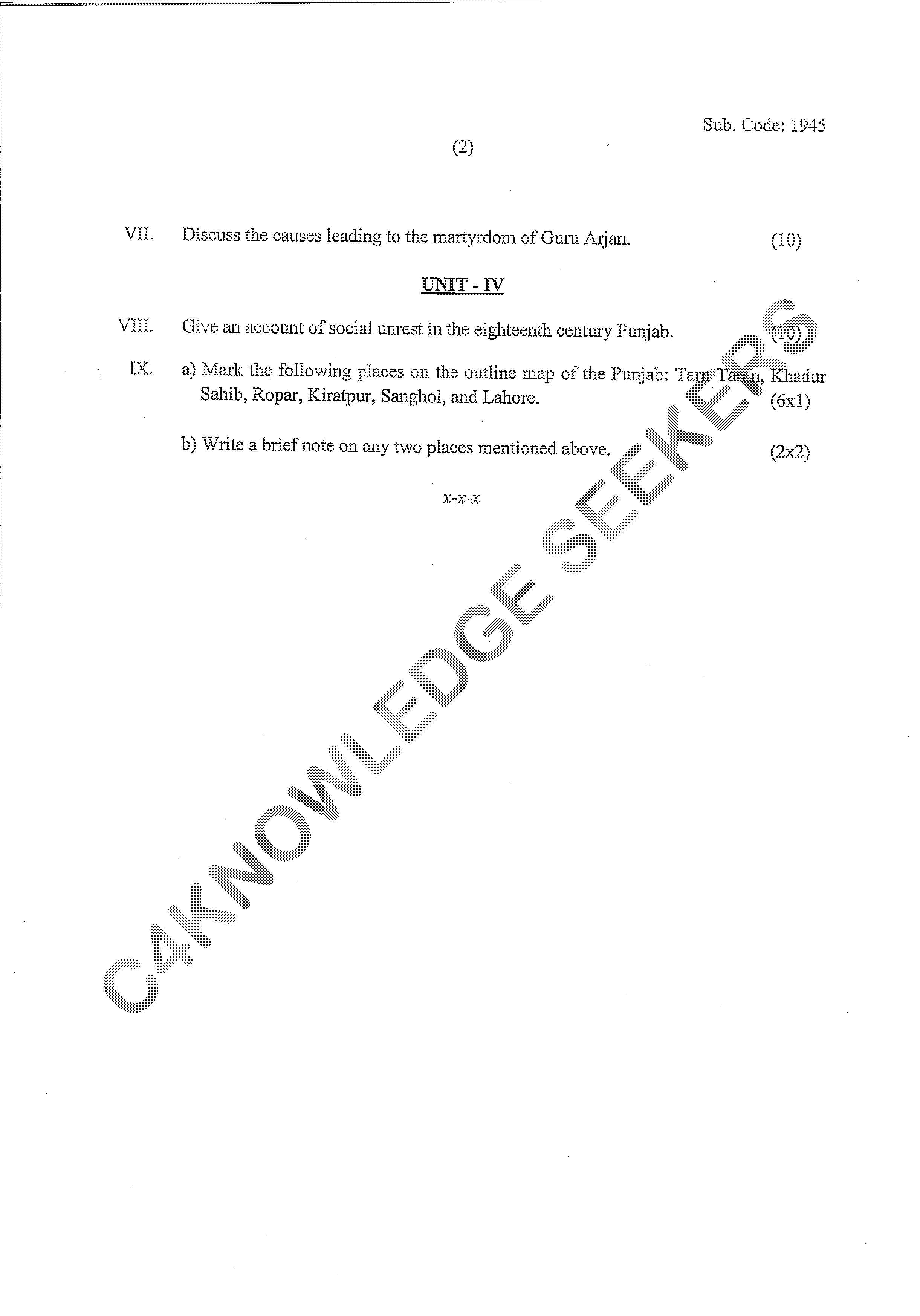 Question Paper 2020