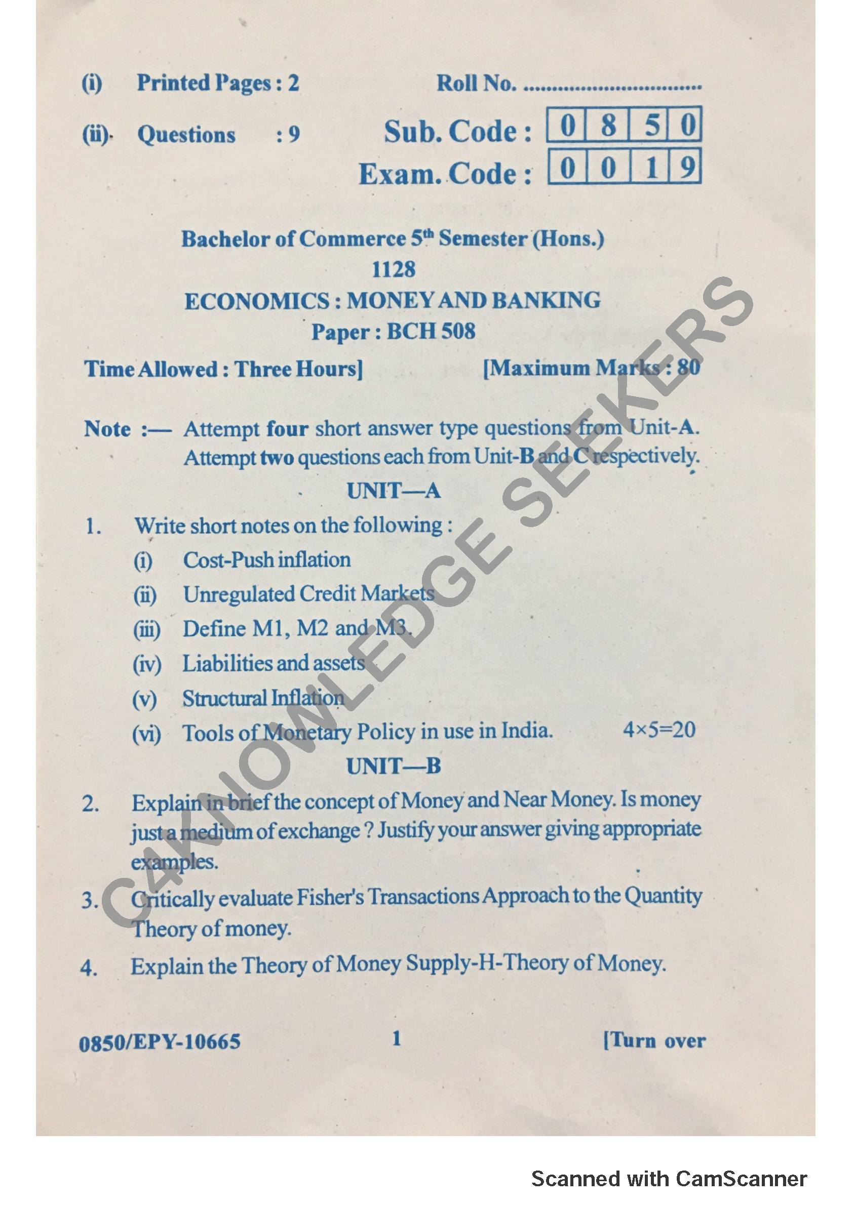 Question Paper 2018