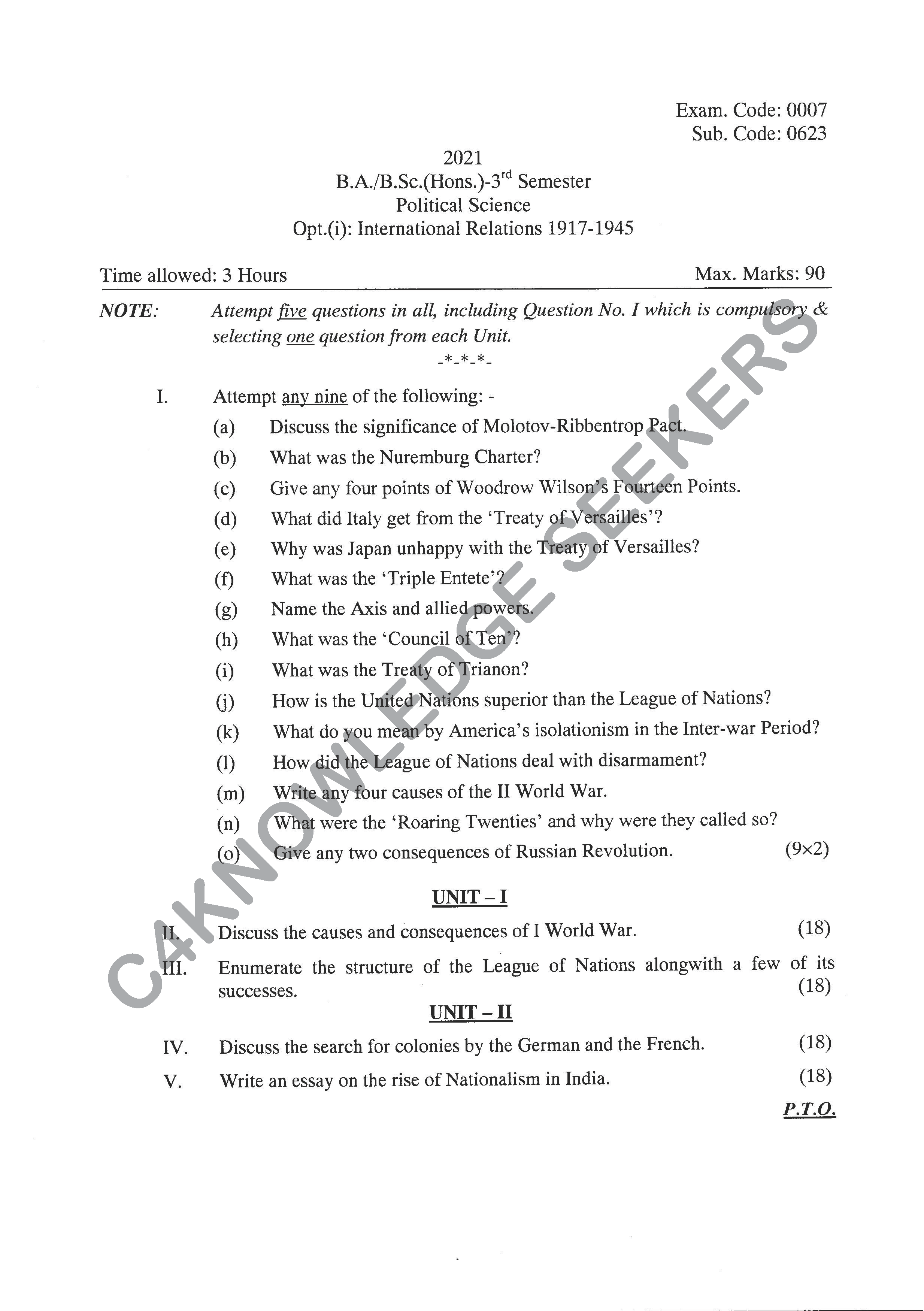 Question Paper 2020