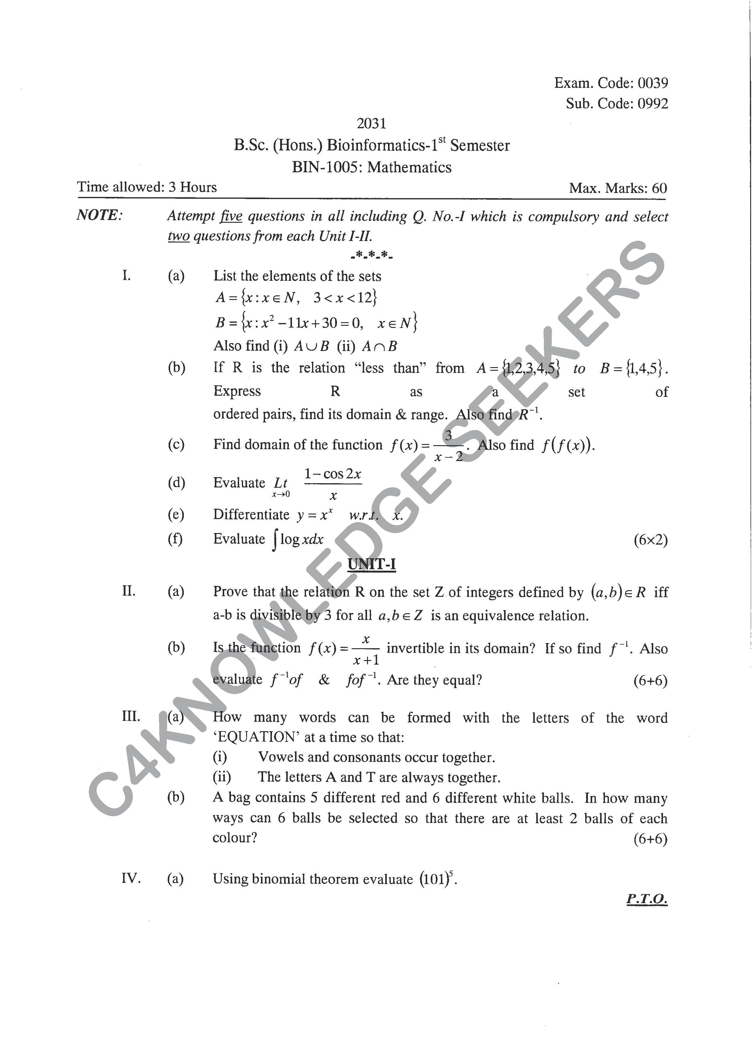 Question Paper 2020