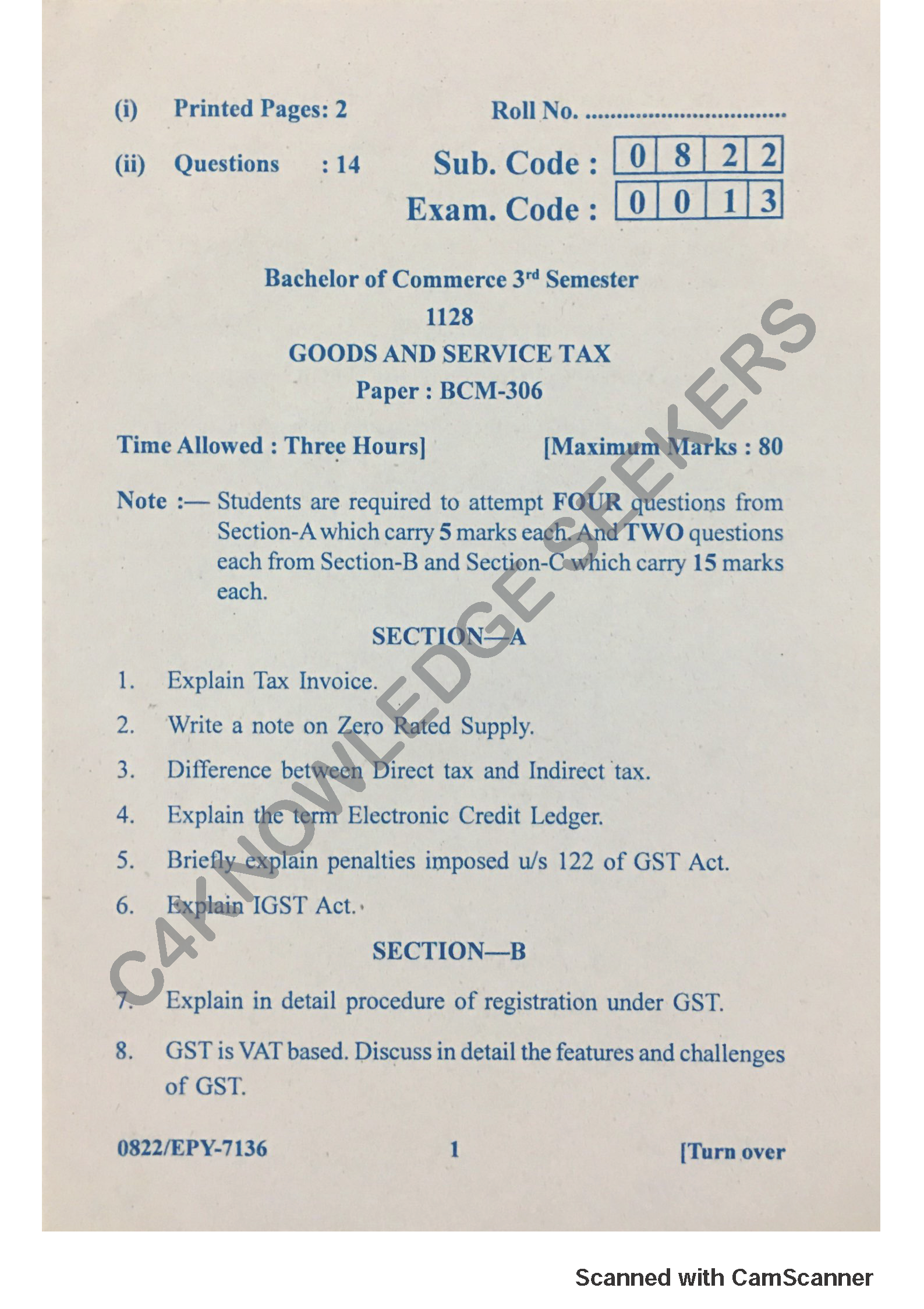 Question Paper 2018