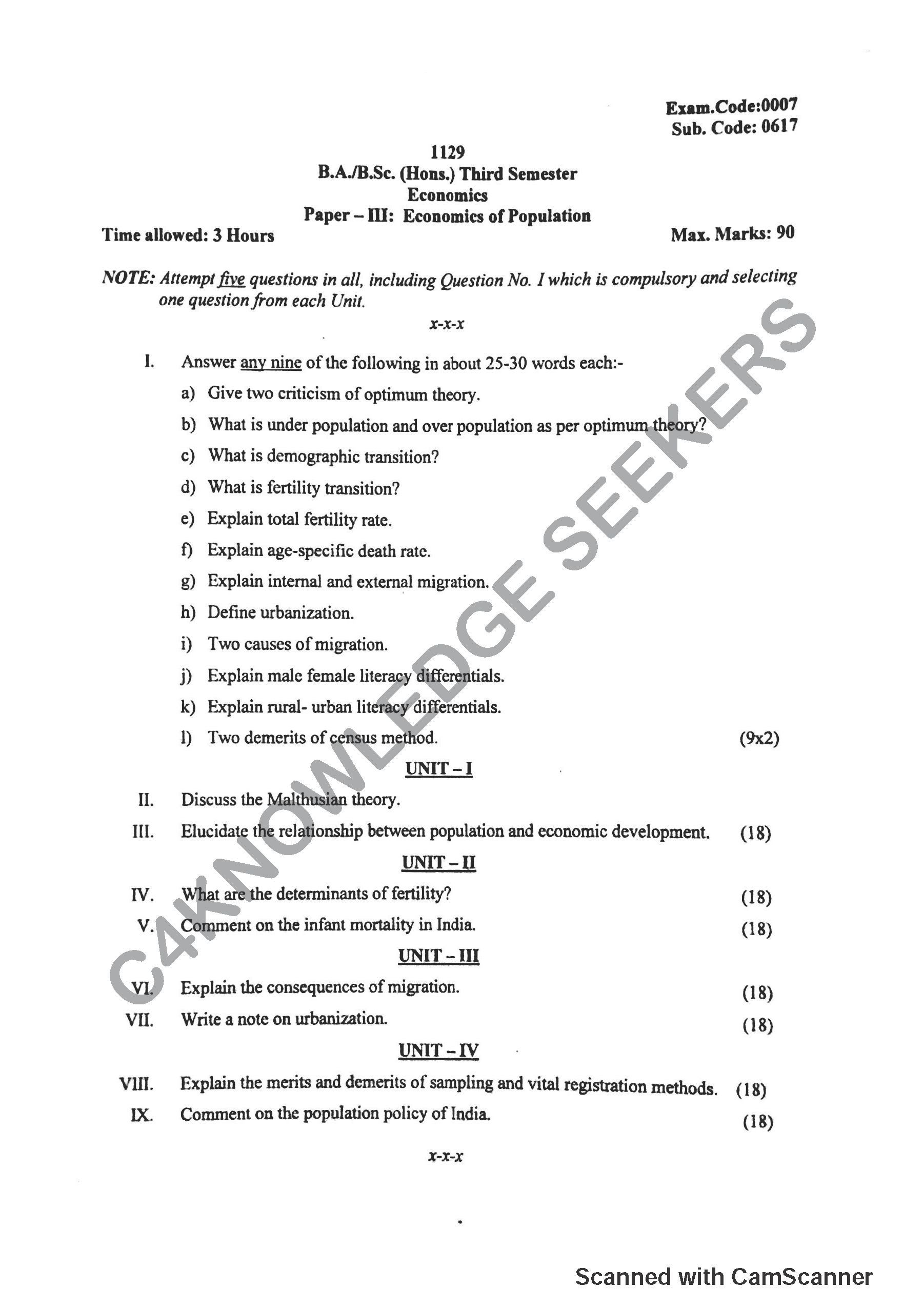 Question Paper 2019