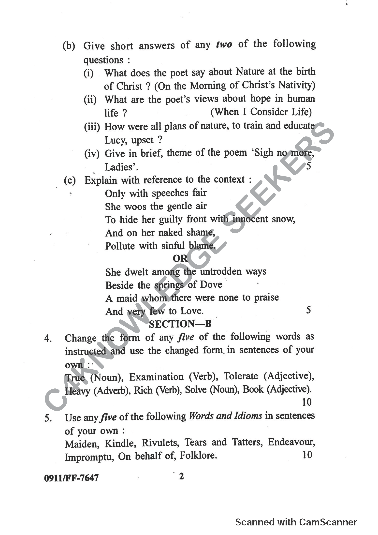 Question Paper 2019