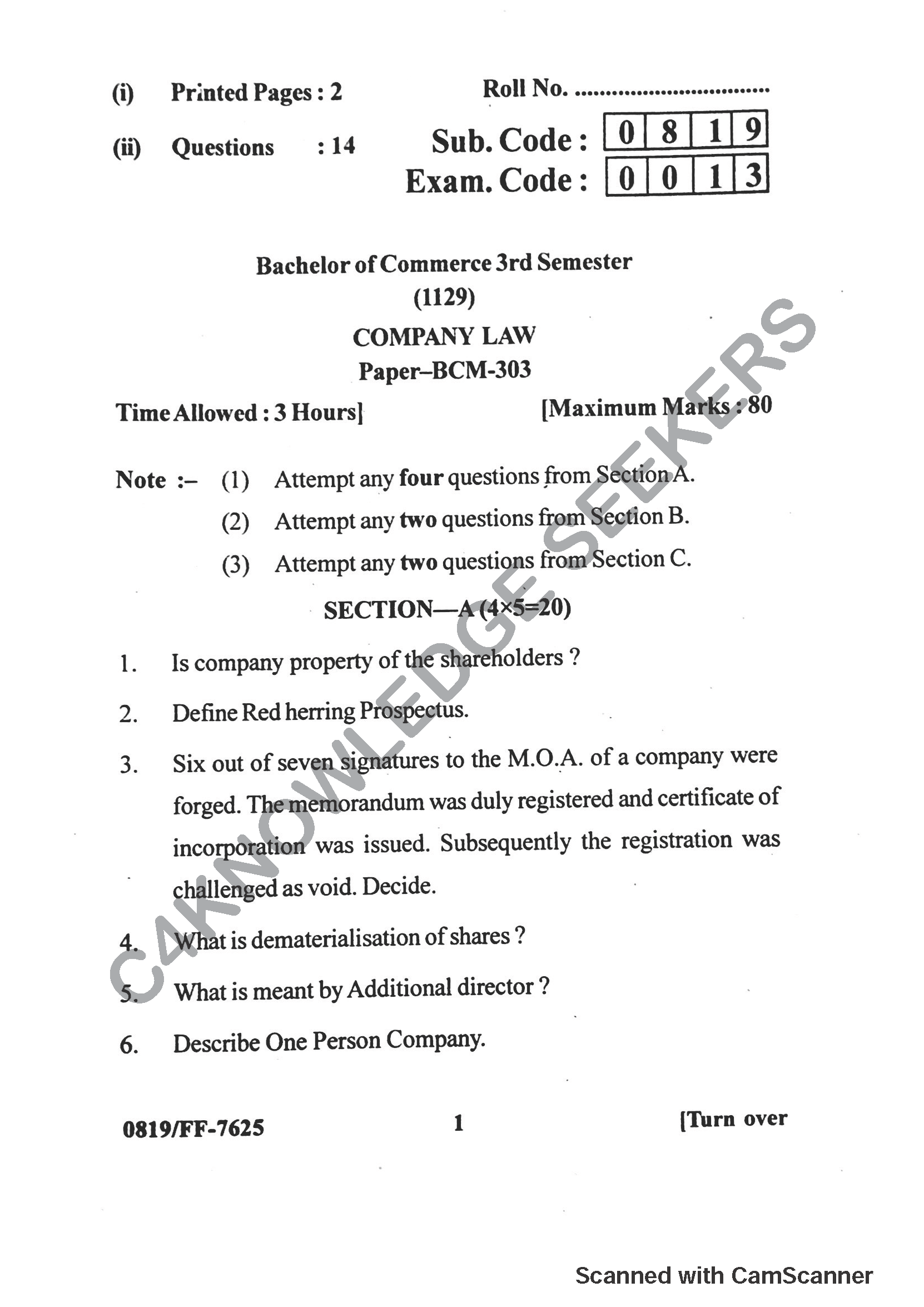 Question Paper 2019