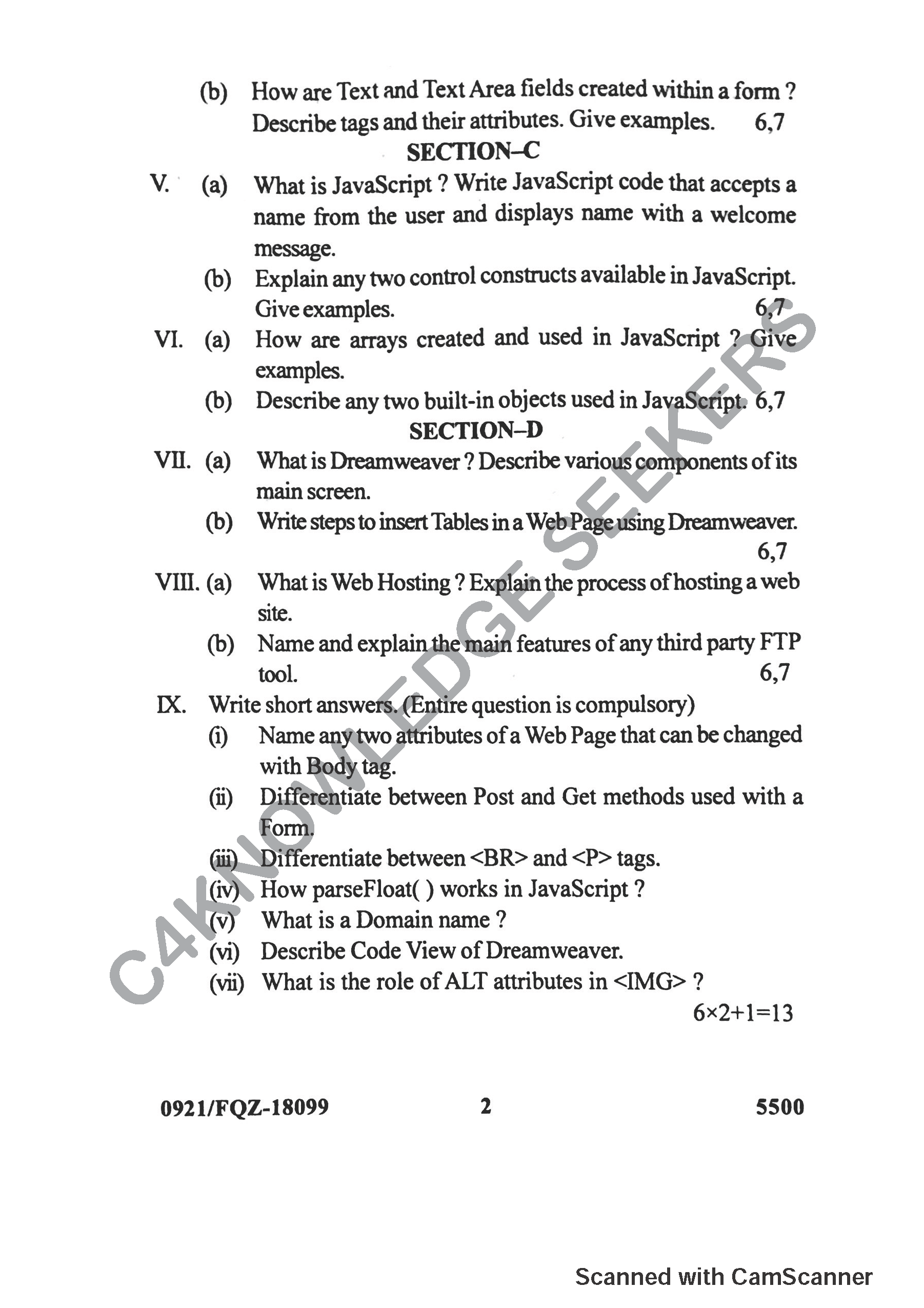 Question Paper 2019