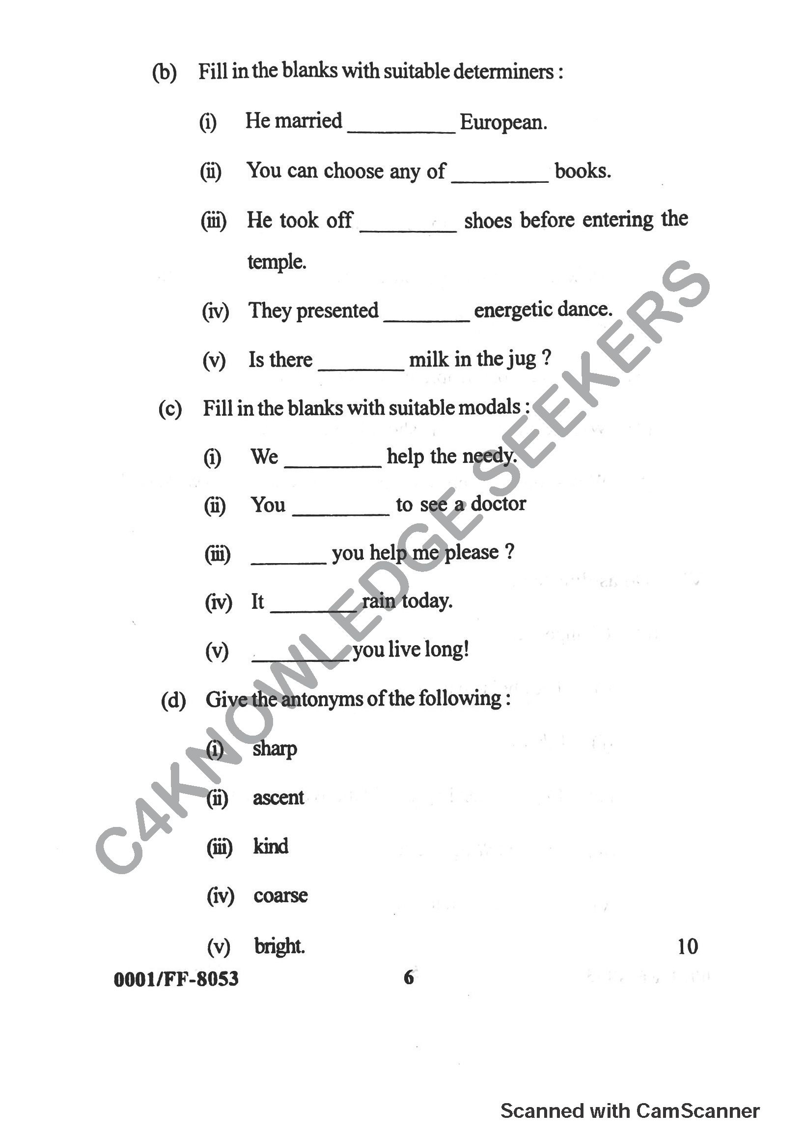 Question Paper 2019