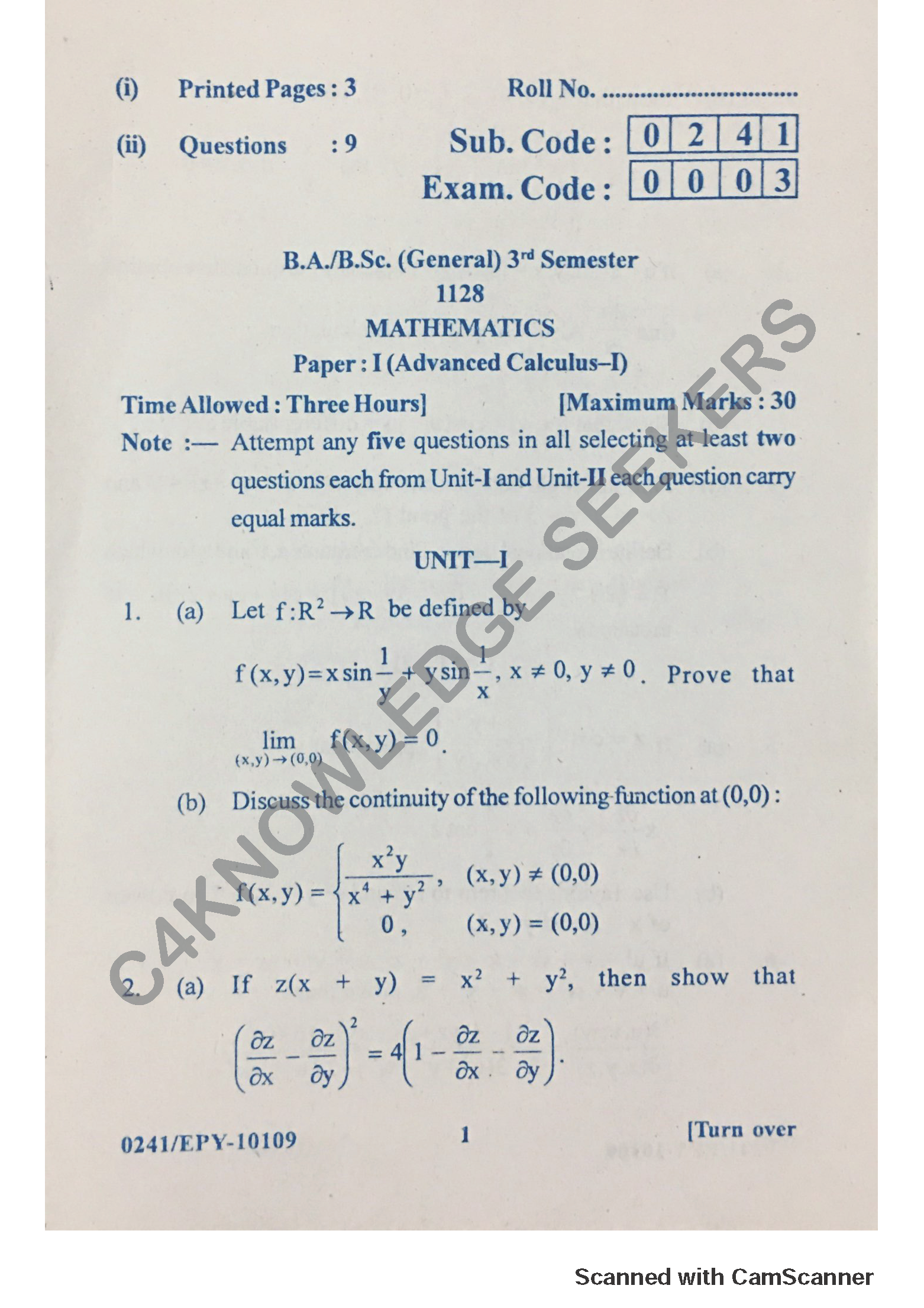 Question Paper 2018