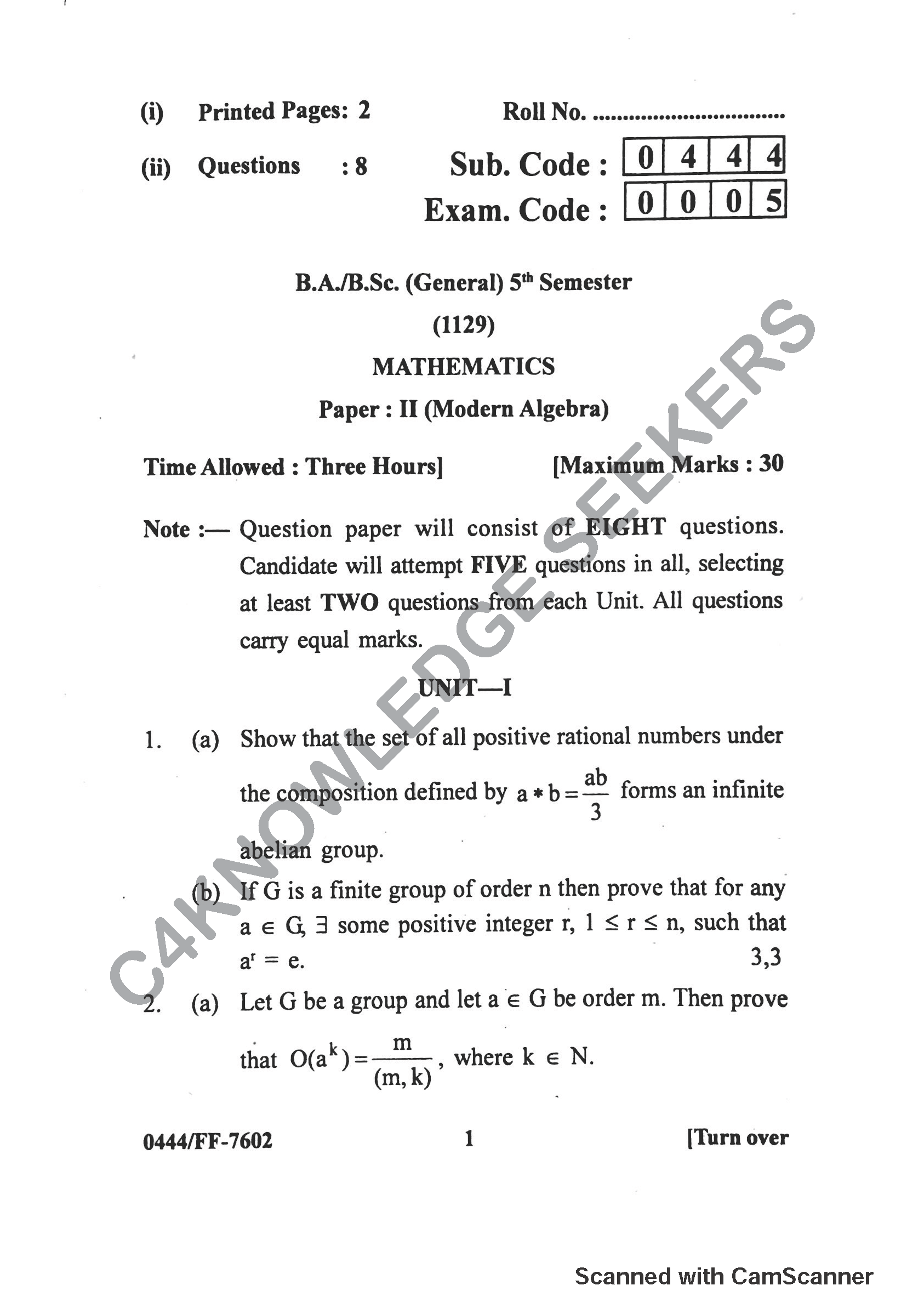Question Paper 2019