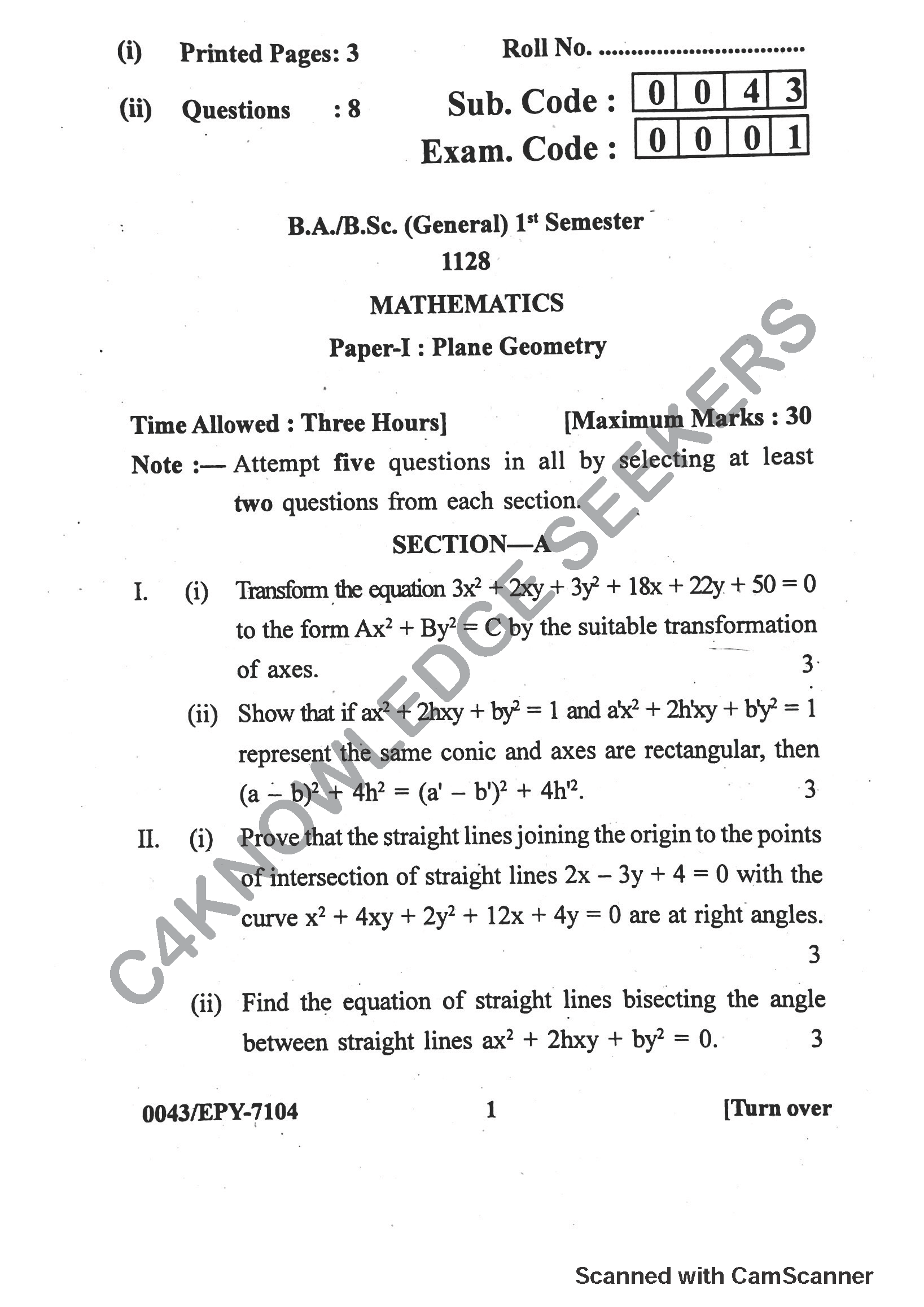 Question Paper 2018