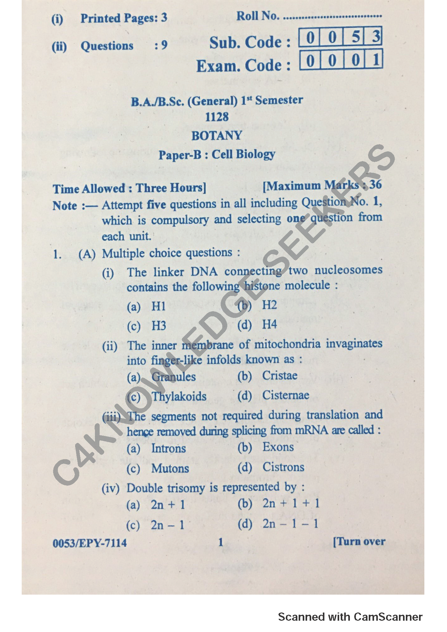Question Paper 2018