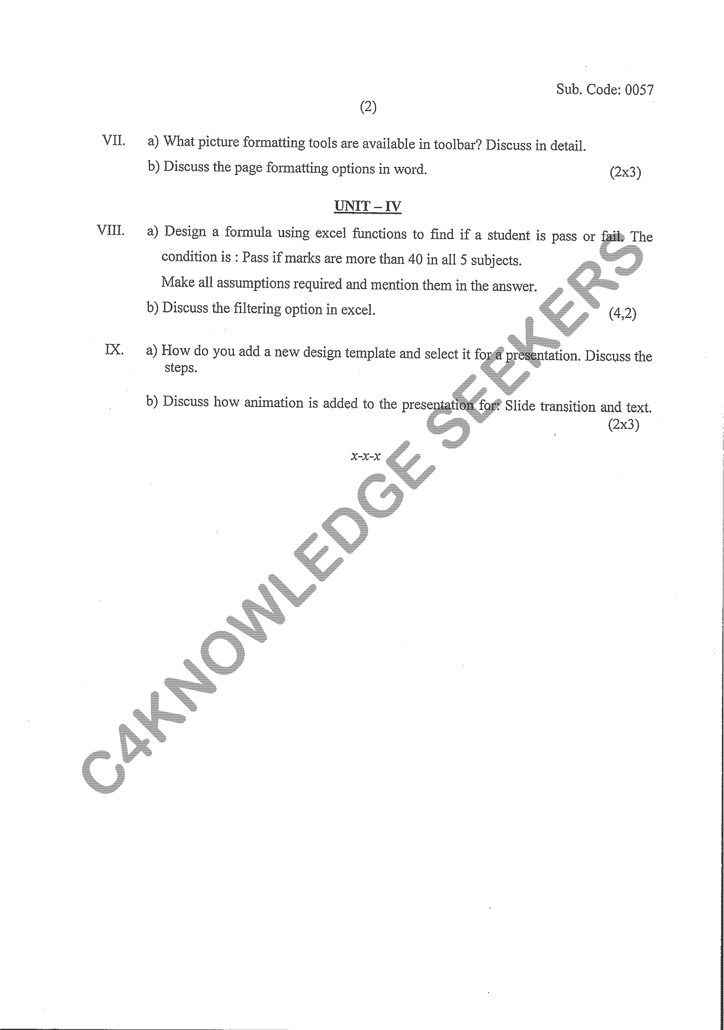 Question Paper 2020