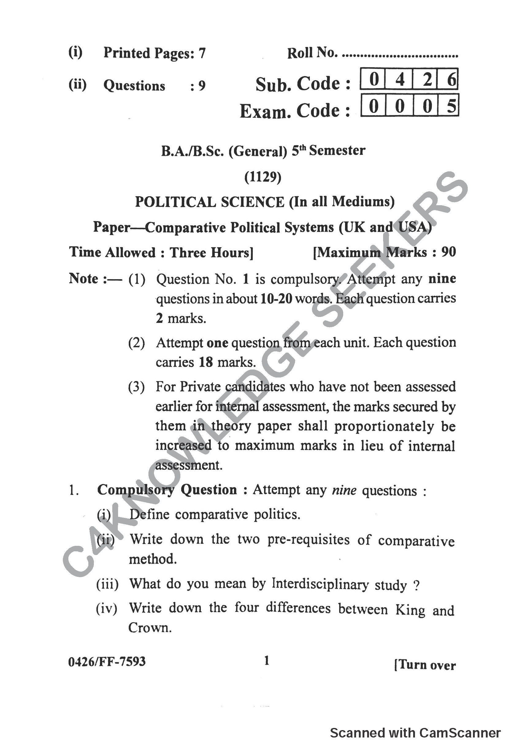 Question Paper 2019