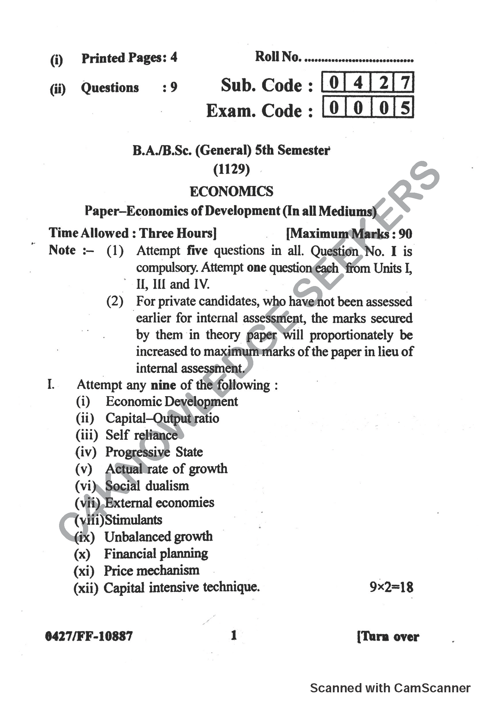 Question Paper 2019