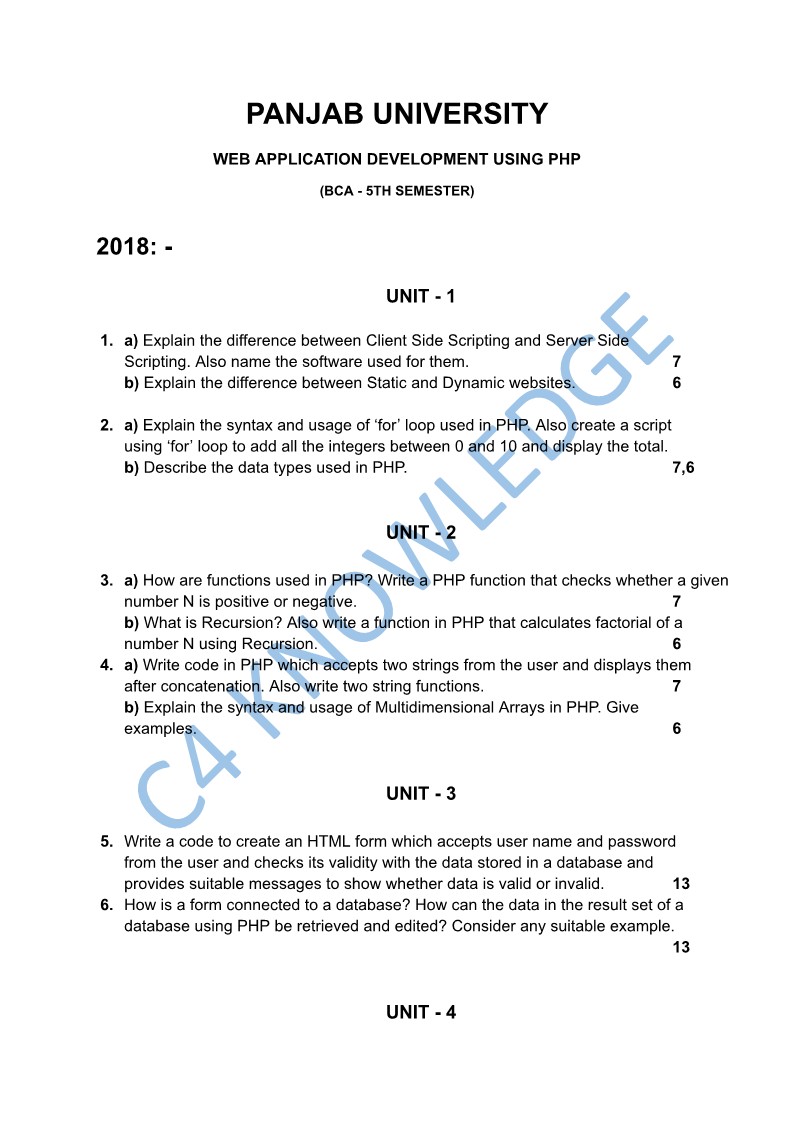 Question Paper 2018