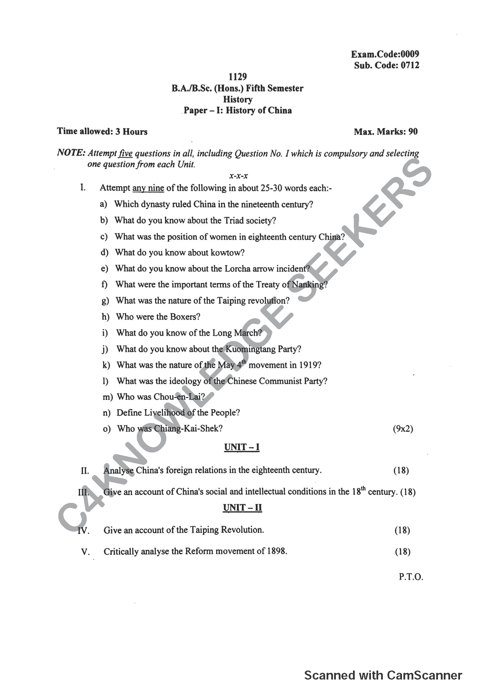 Question Paper 2019