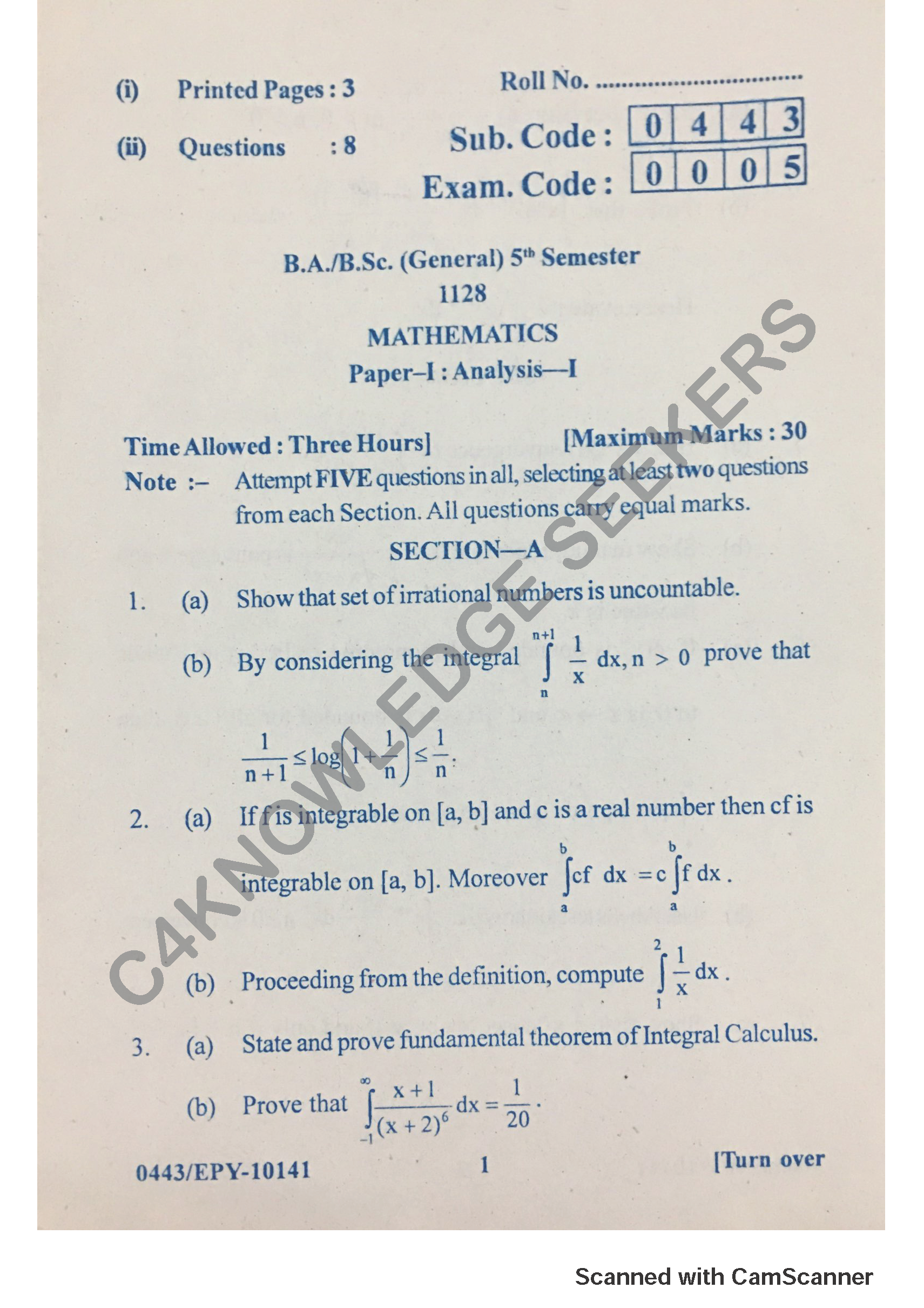 Question Paper 2018