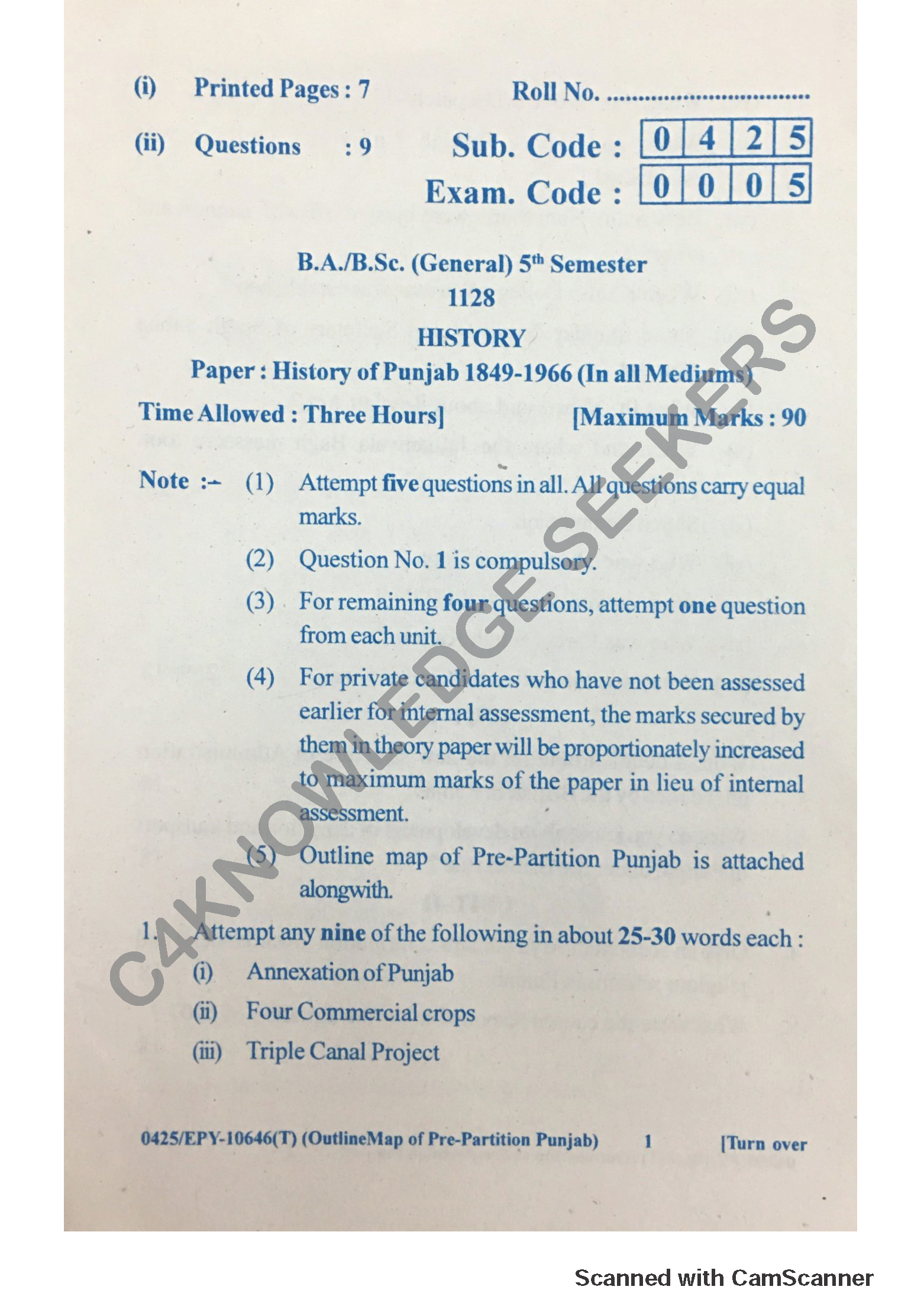 Question Paper 2018