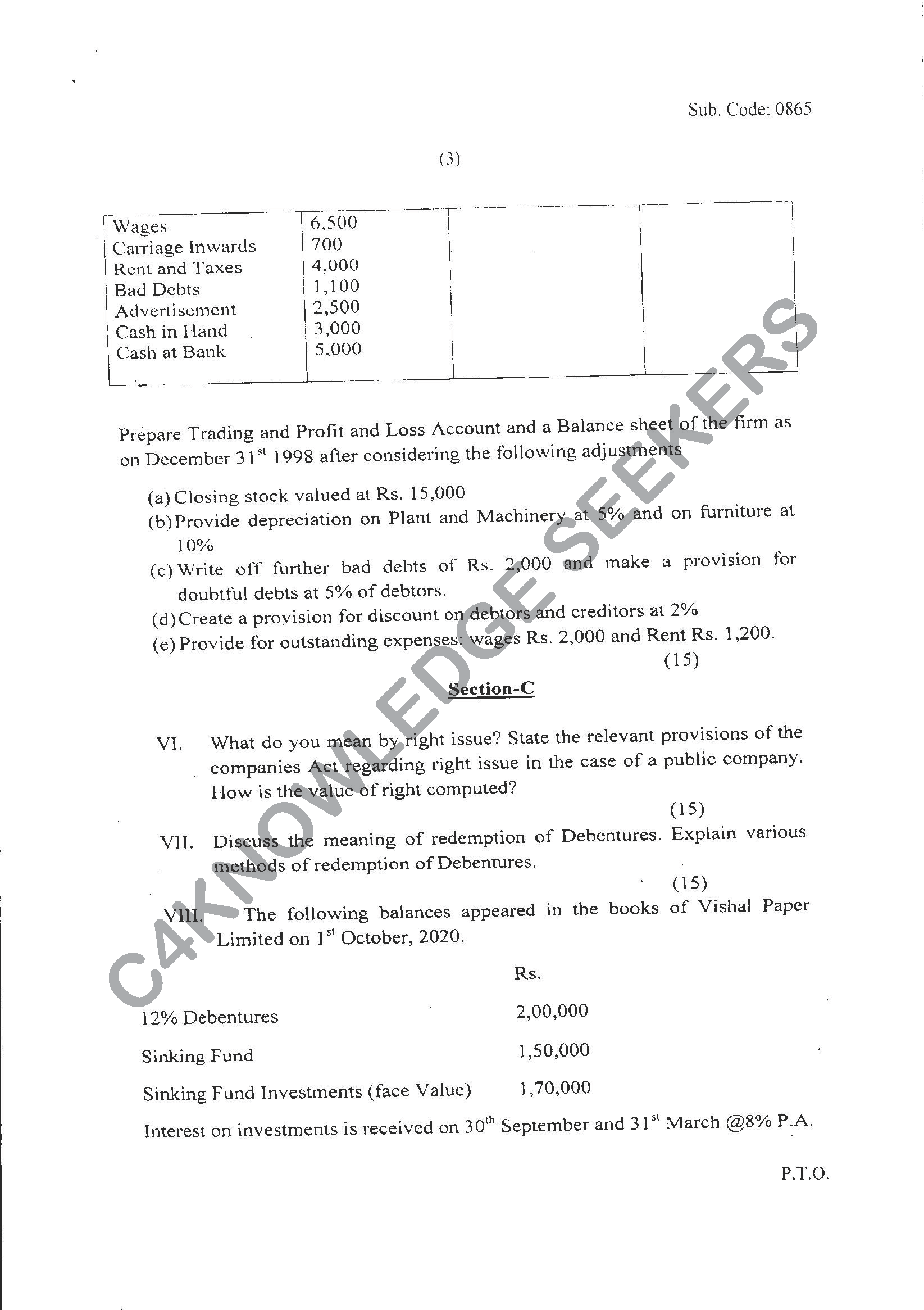 Question Paper 2021