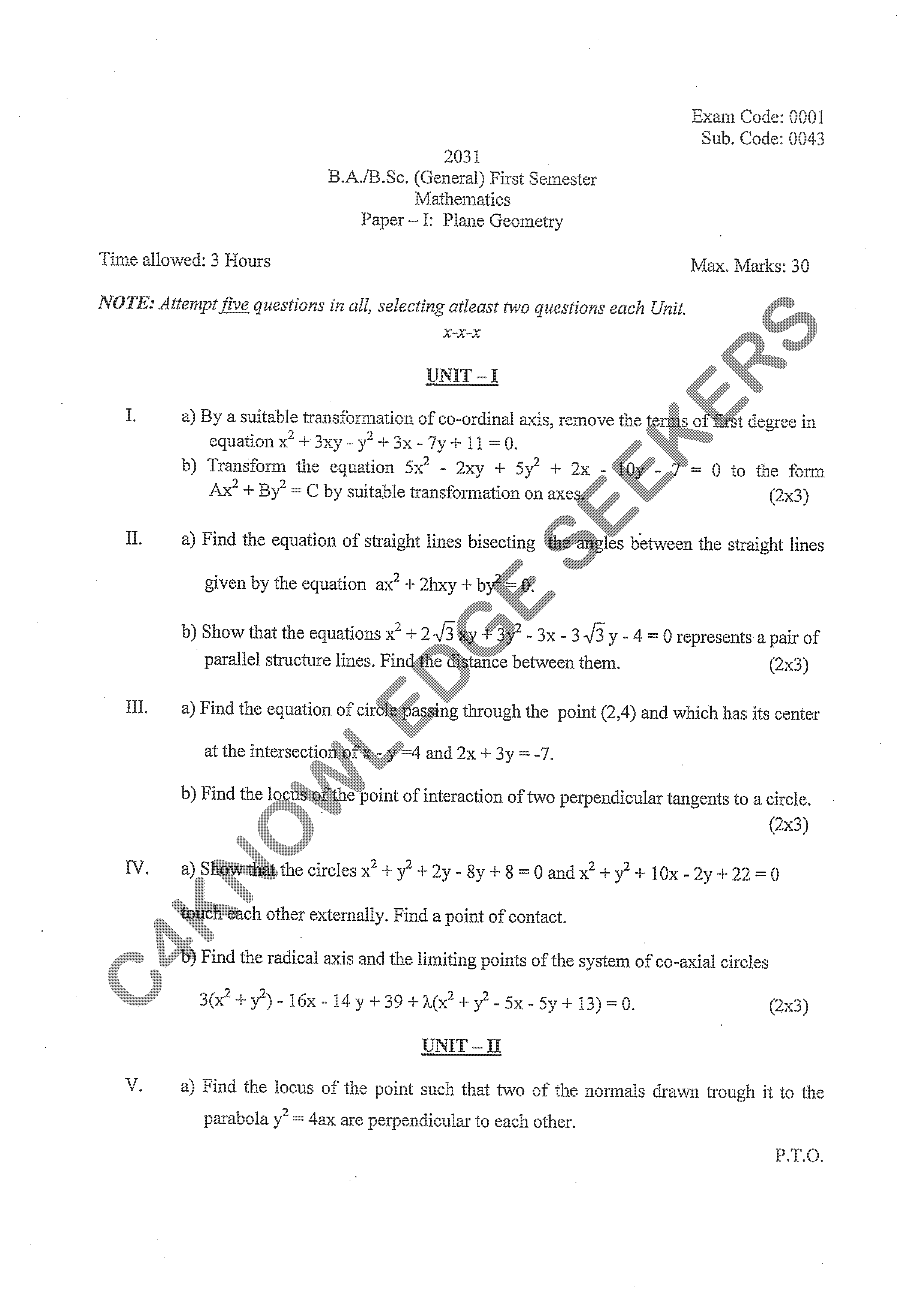 Question Paper 2020