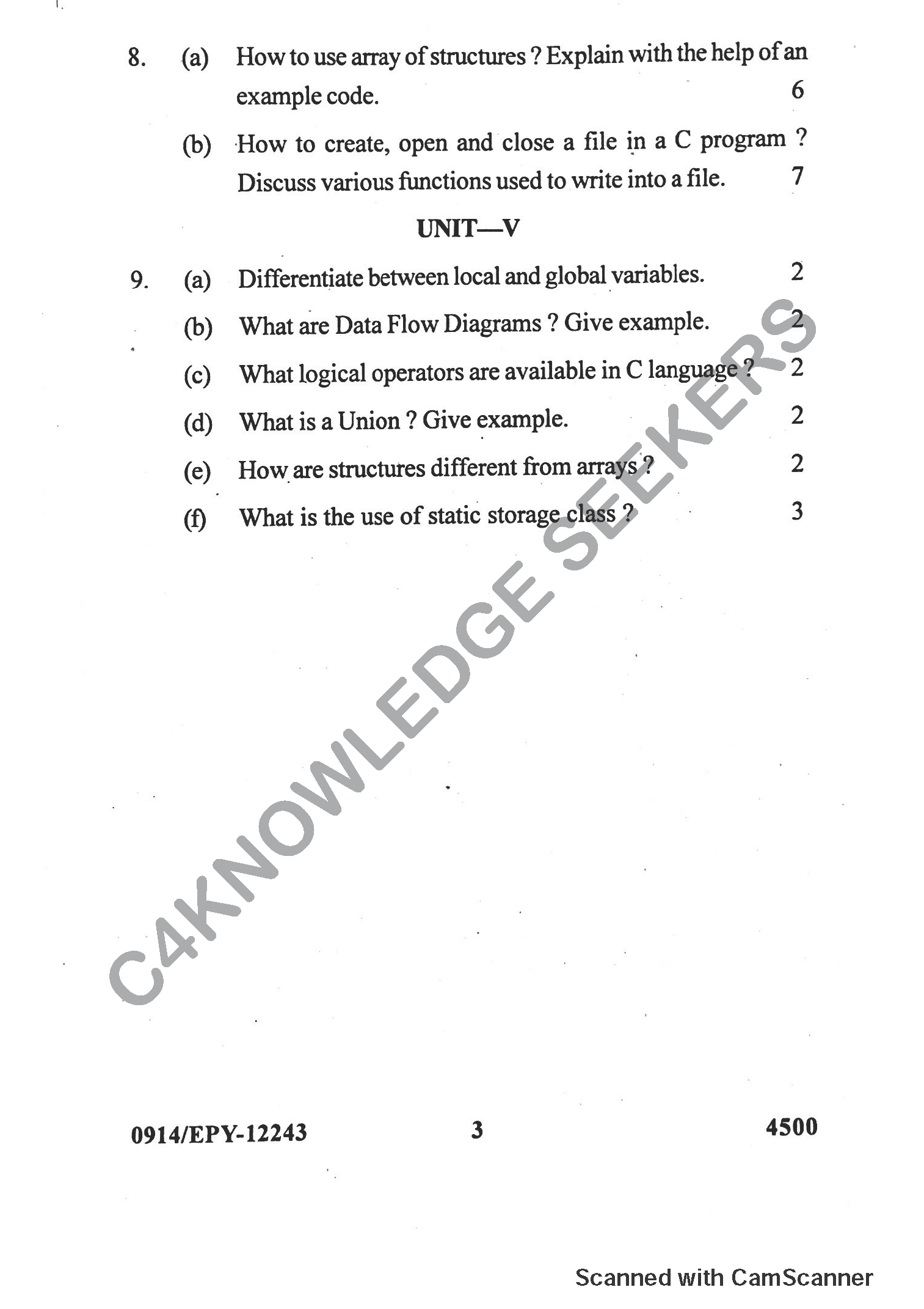 Question Paper 2018
